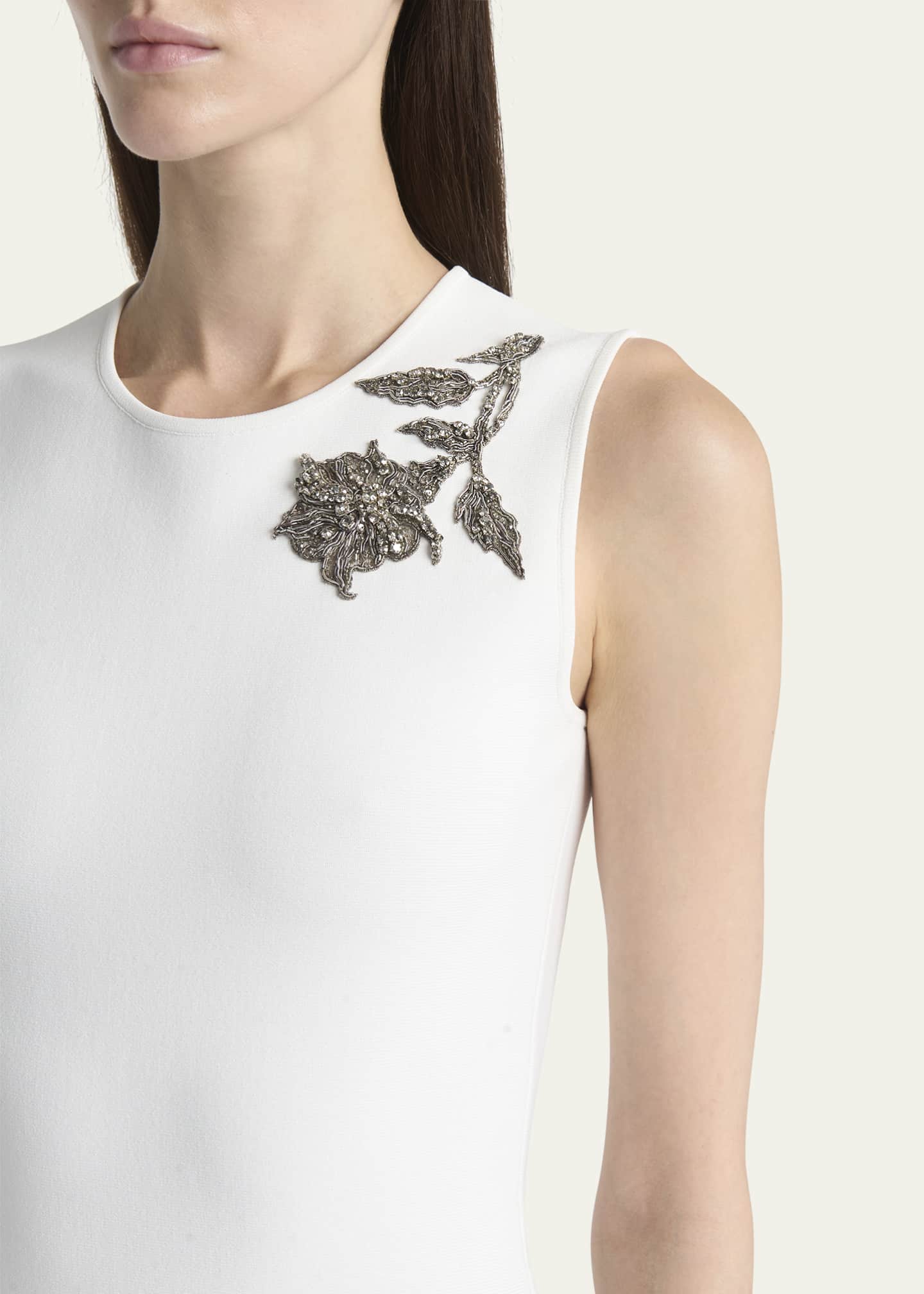 McQueen Crystal Embroidered Sleeveless Flared Midi Dress Image 5 of 5