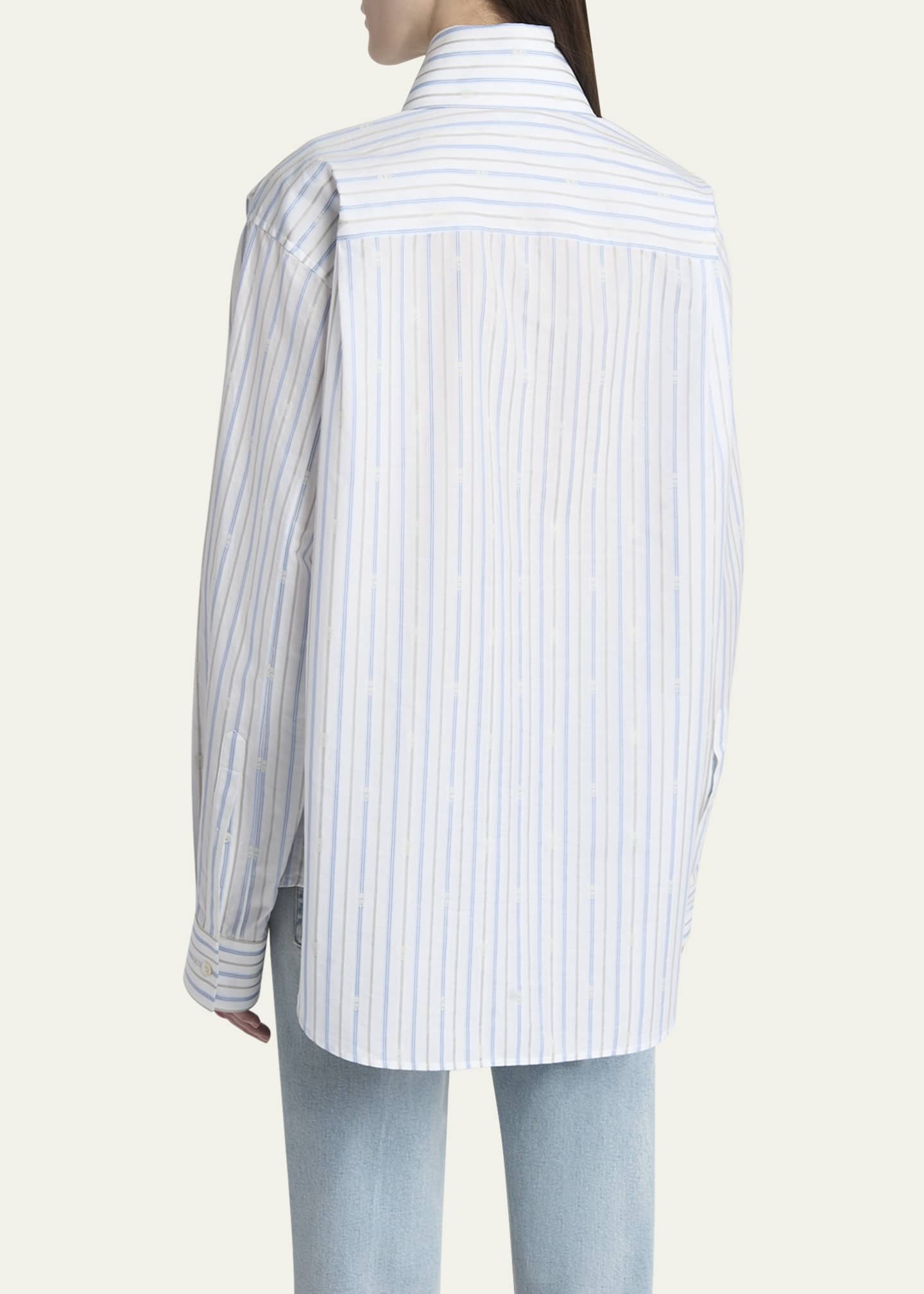 McQueen Stripe Skull Embroidered Button Down Shirt Image 3 of 5
