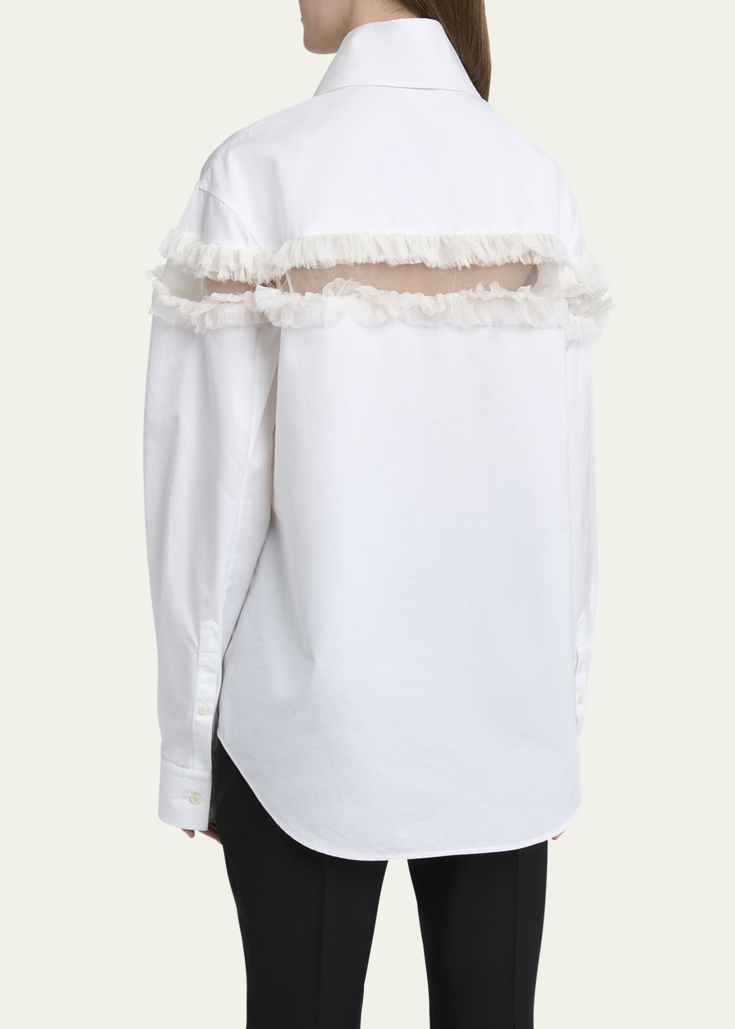 McQueen Ruffle-Inset Button-Down Blouse Image 3 of 5