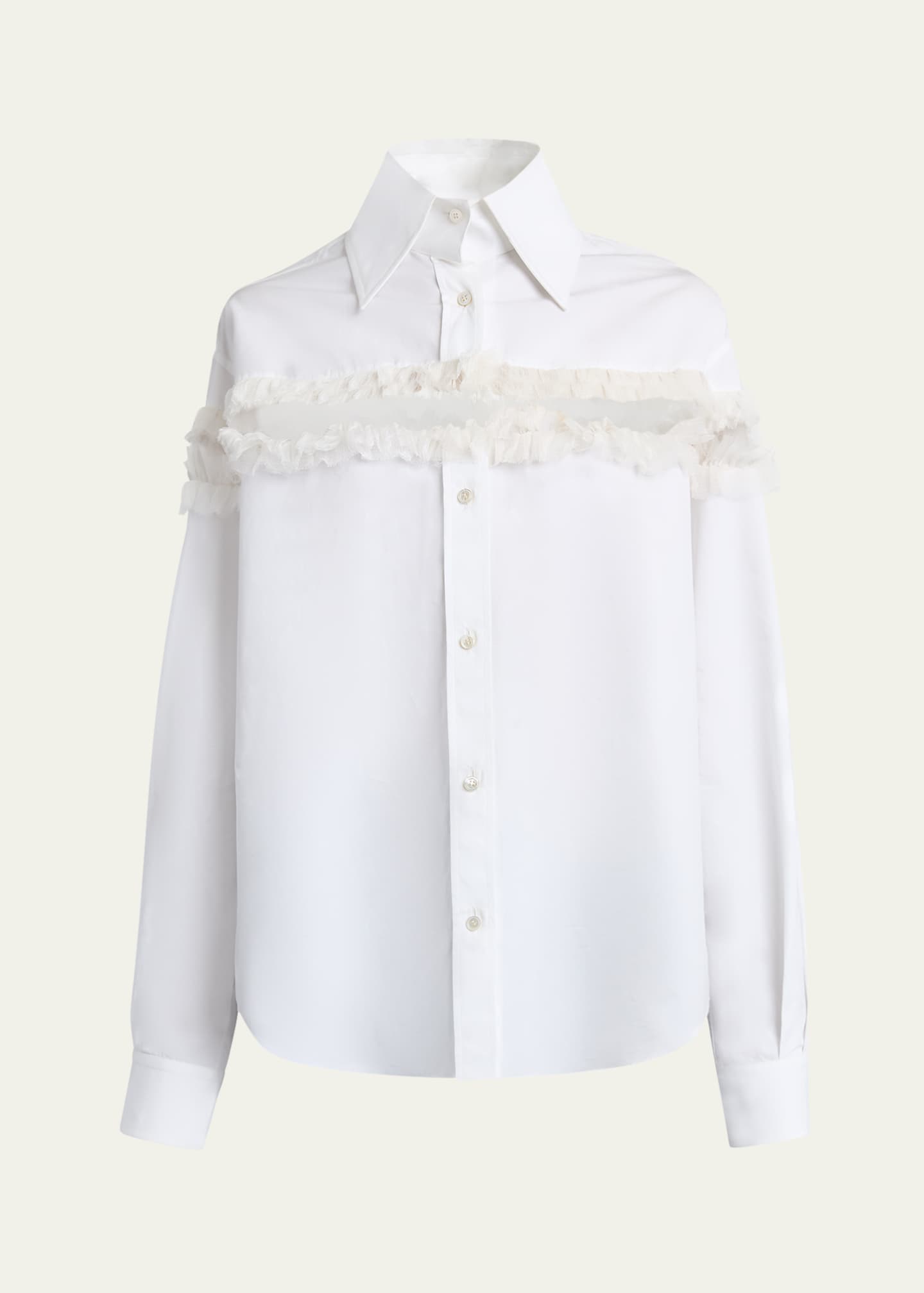 McQueen Ruffle-Inset Button-Down Blouse Image 1 of 5