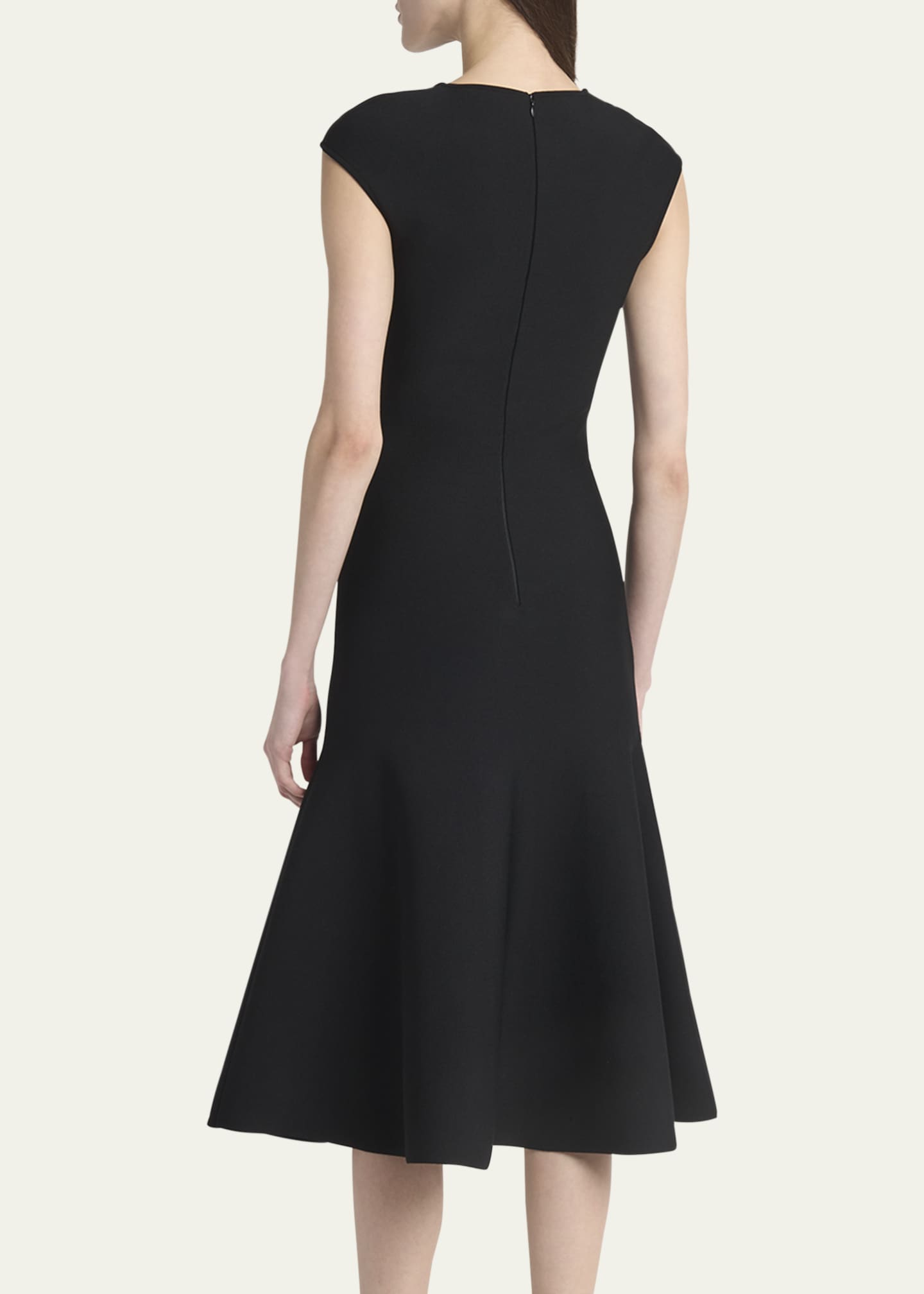 McQueen Flared Square-Neck Knit Midi Dress Image 3 of 5