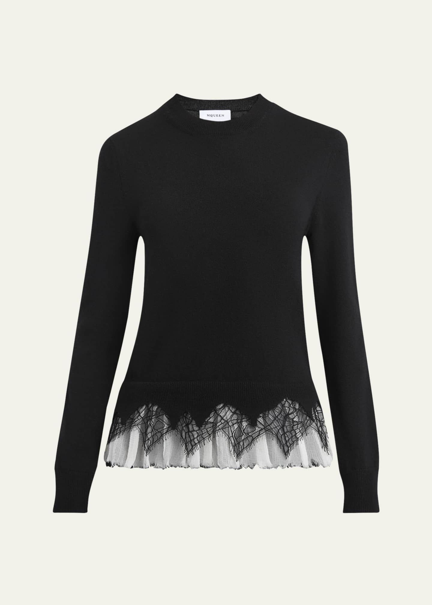 McQueen Lace Ruffle Crewneck Sweater Image 1 of 5