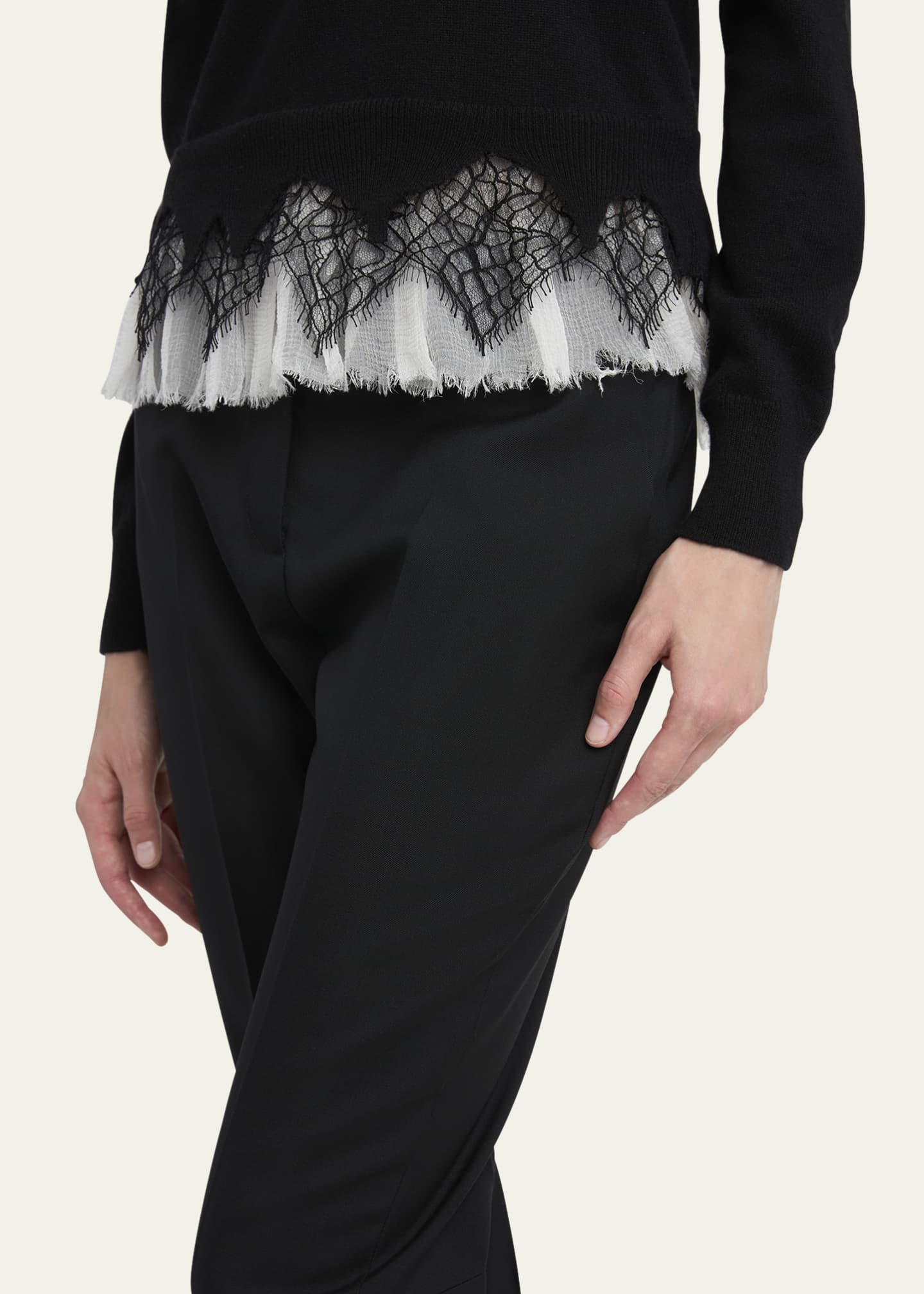 McQueen Lace Ruffle Crewneck Sweater Image 5 of 5