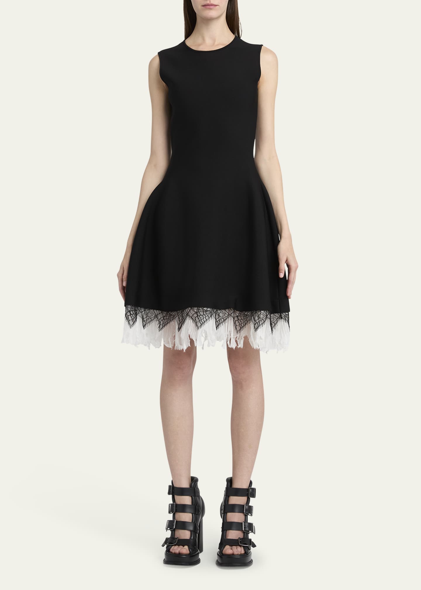 McQueen Lace-Hem Volume Sleeveless Dress Image 2 of 5