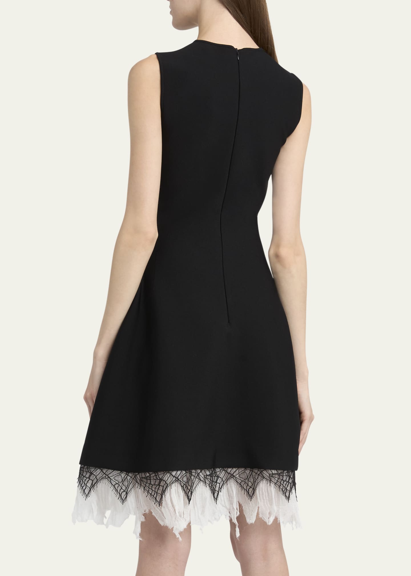McQueen Lace-Hem Volume Sleeveless Dress Image 3 of 5