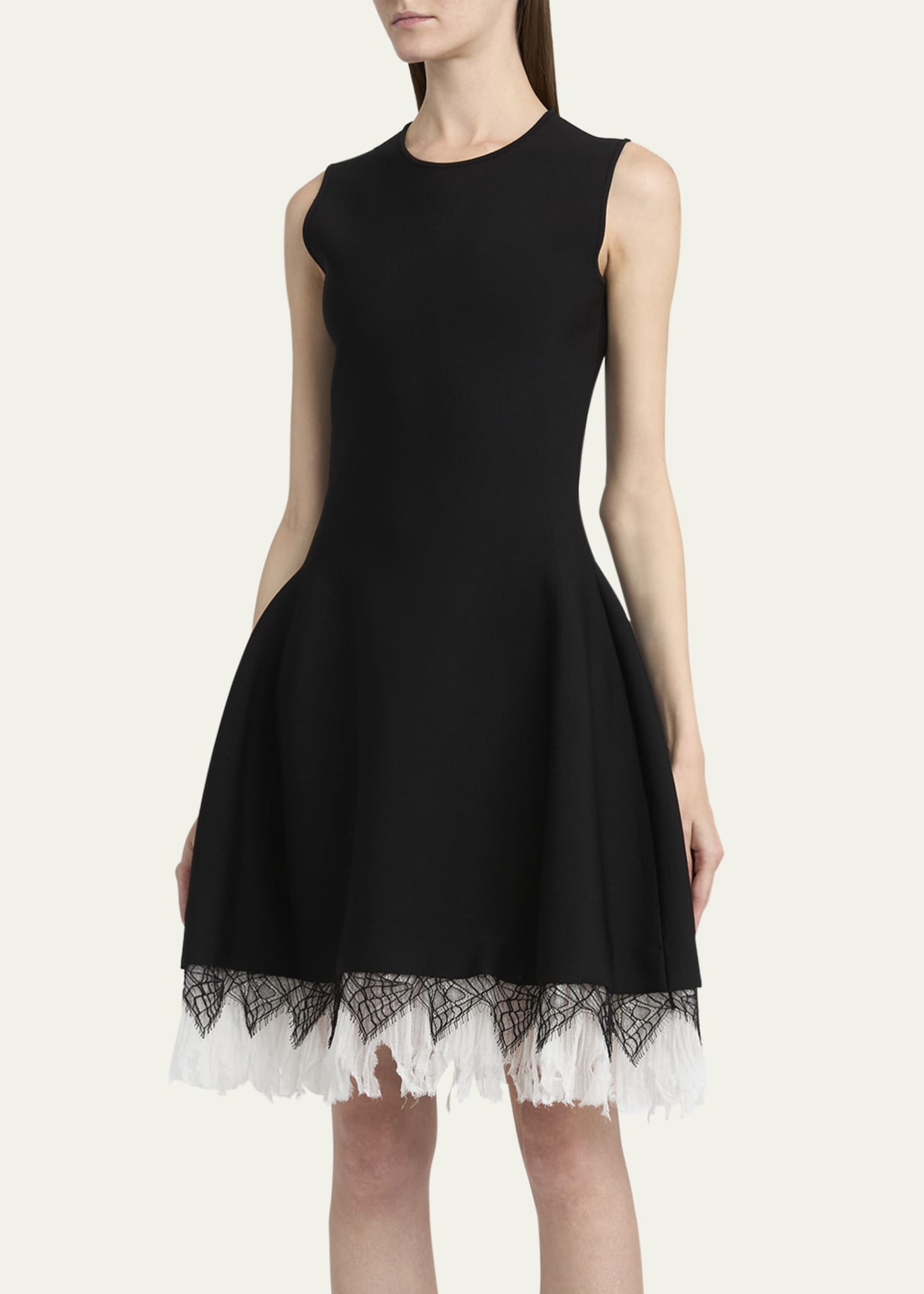 McQueen Lace-Hem Volume Sleeveless Dress Image 4 of 5