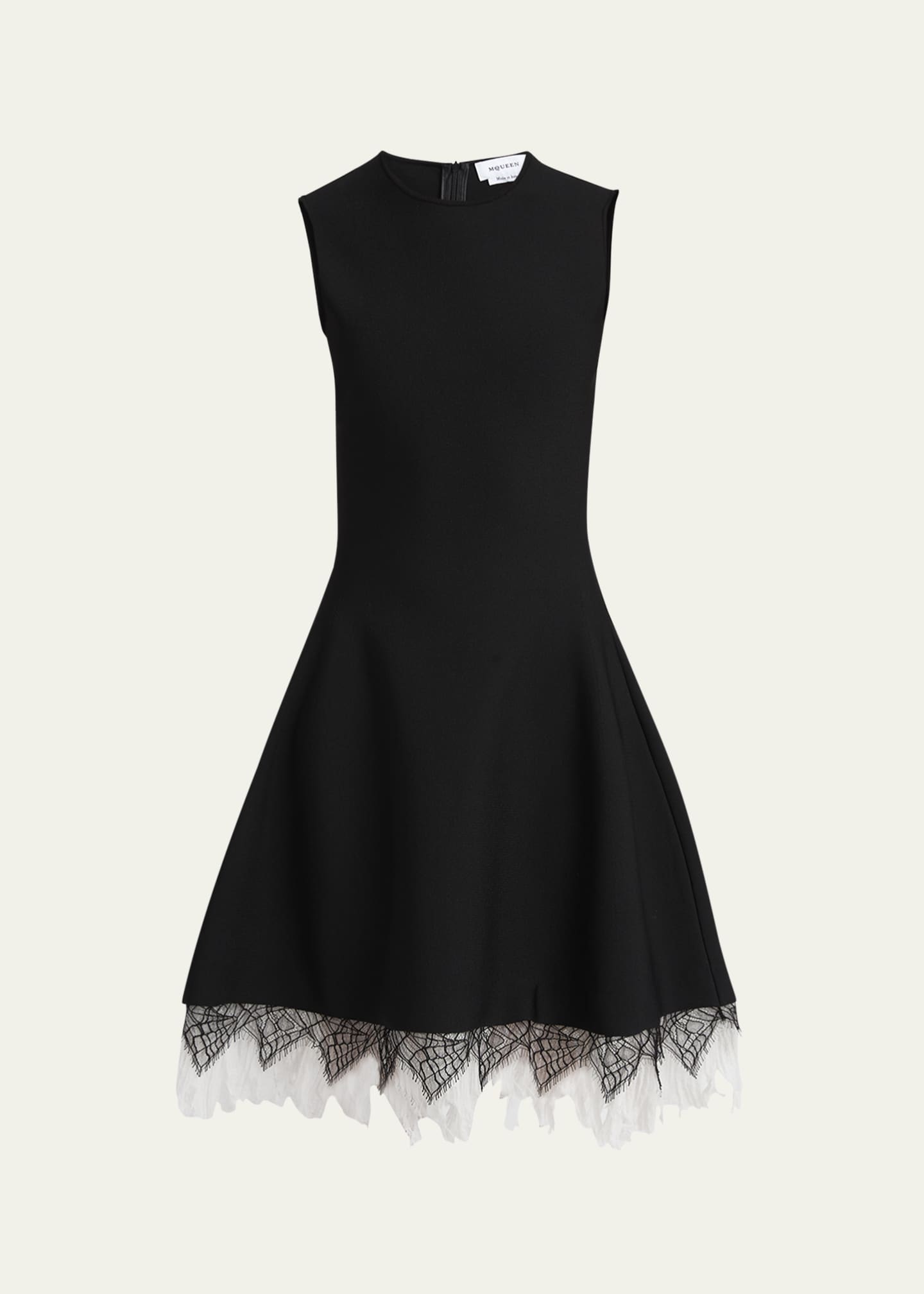 McQueen Lace-Hem Volume Sleeveless Dress Image 1 of 5