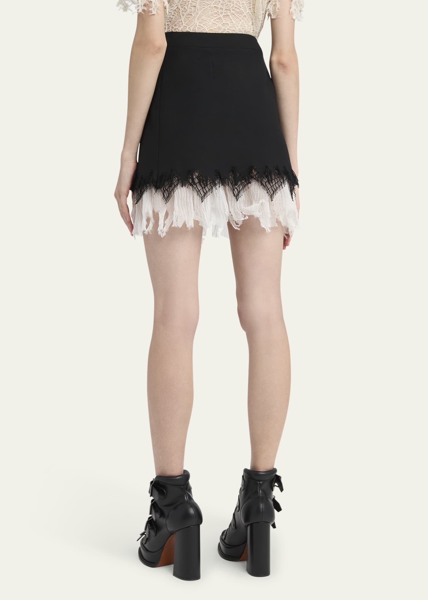 McQueen Lace Ruffle Hem Mini Skirt Image 3 of 5