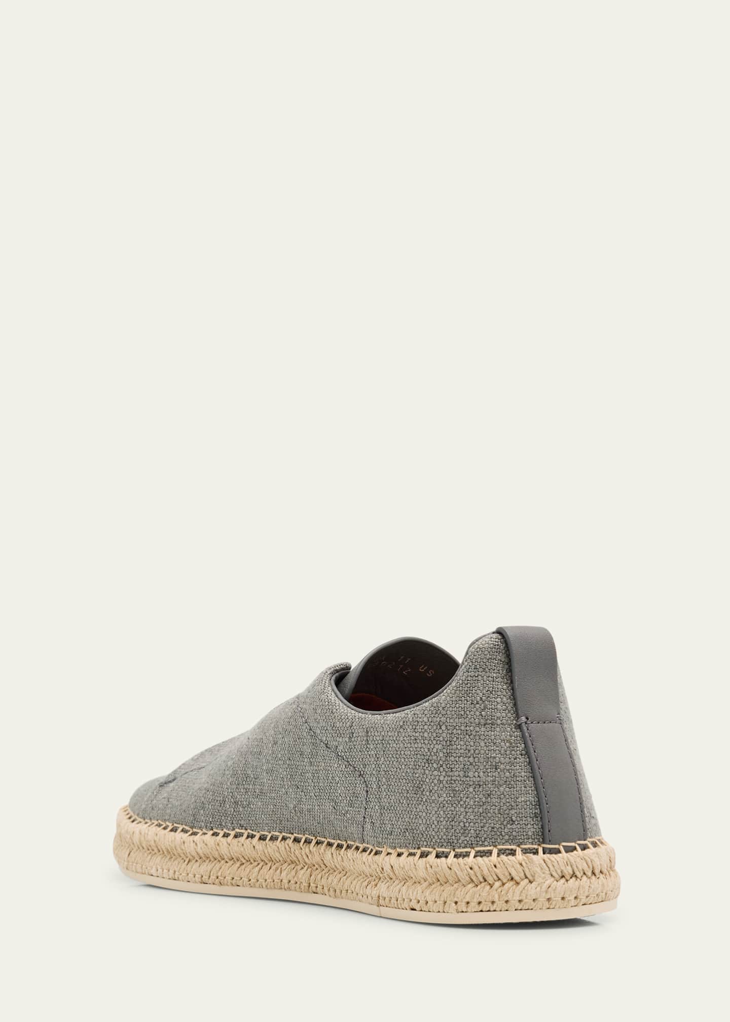 ZEGNA Men's Linen-Blend Triple Stitch Espadrilles Image 2 of 2