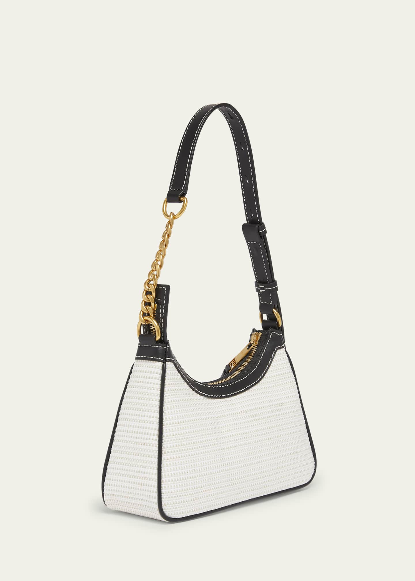 Balmain B-Army Shoulder Bag in Raffia and Leather Image 3 of 6