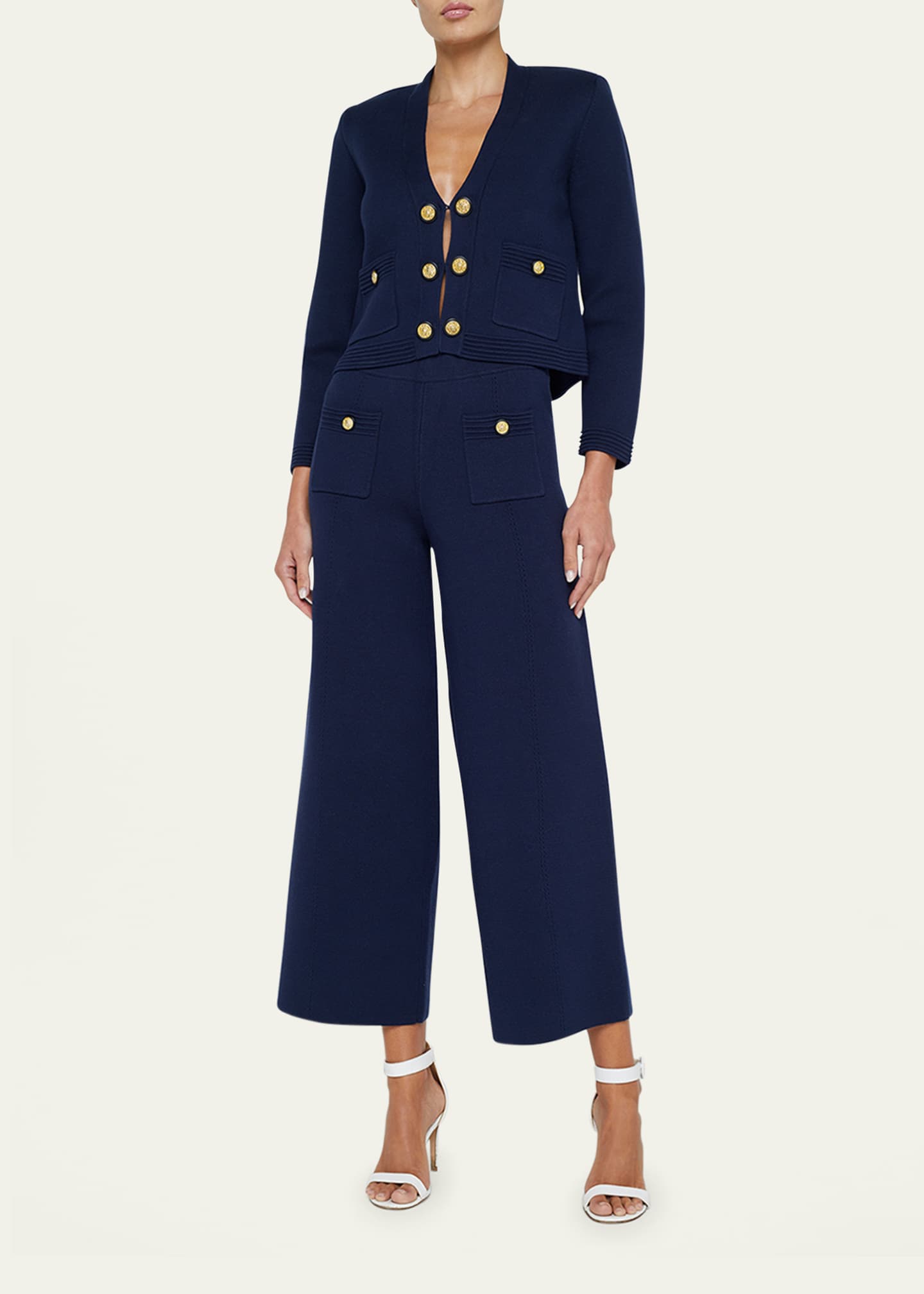 Catie Knit V-Neck Blazer - Thumbnail 2