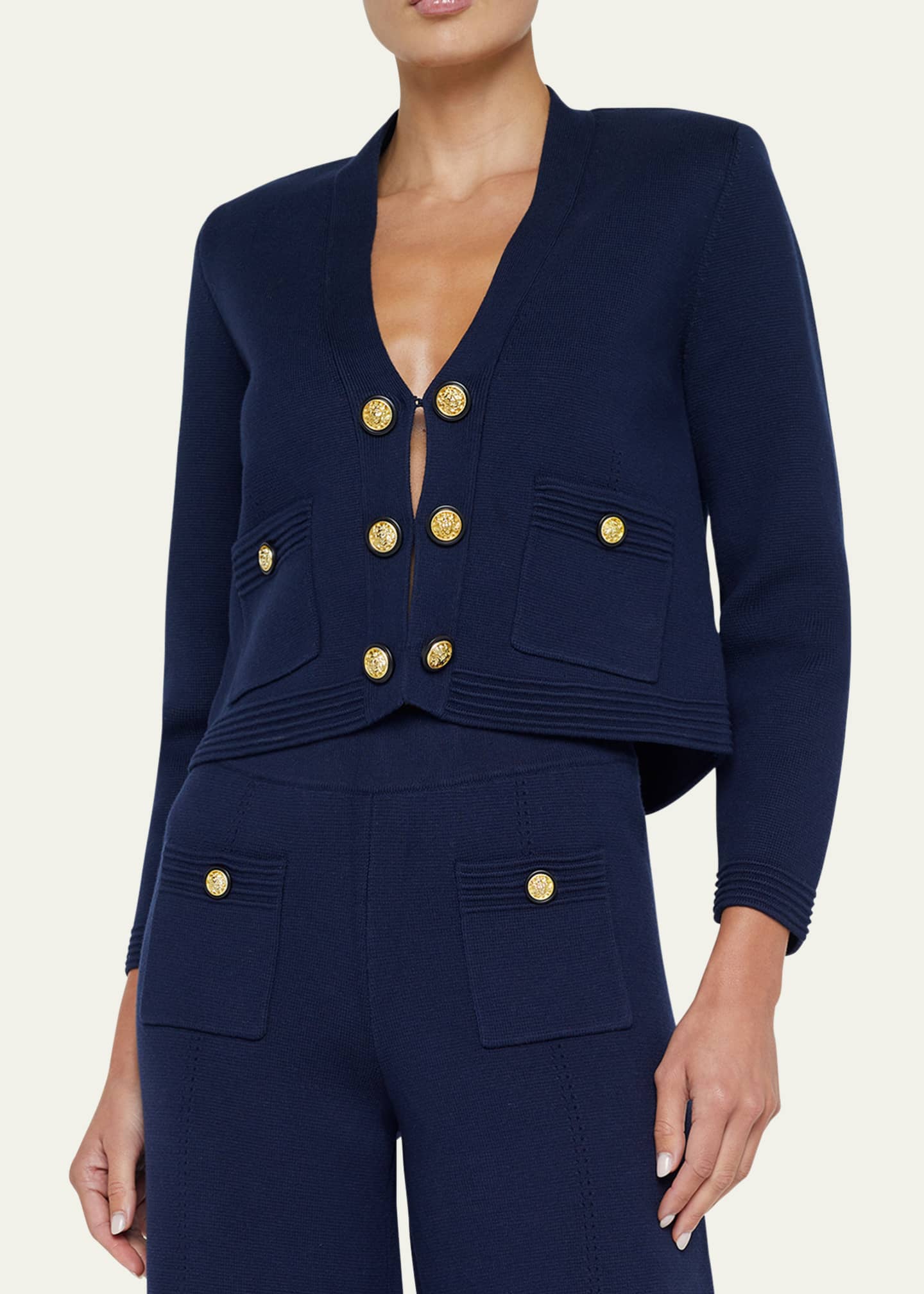 Catie Knit V-Neck Blazer - Thumbnail 4