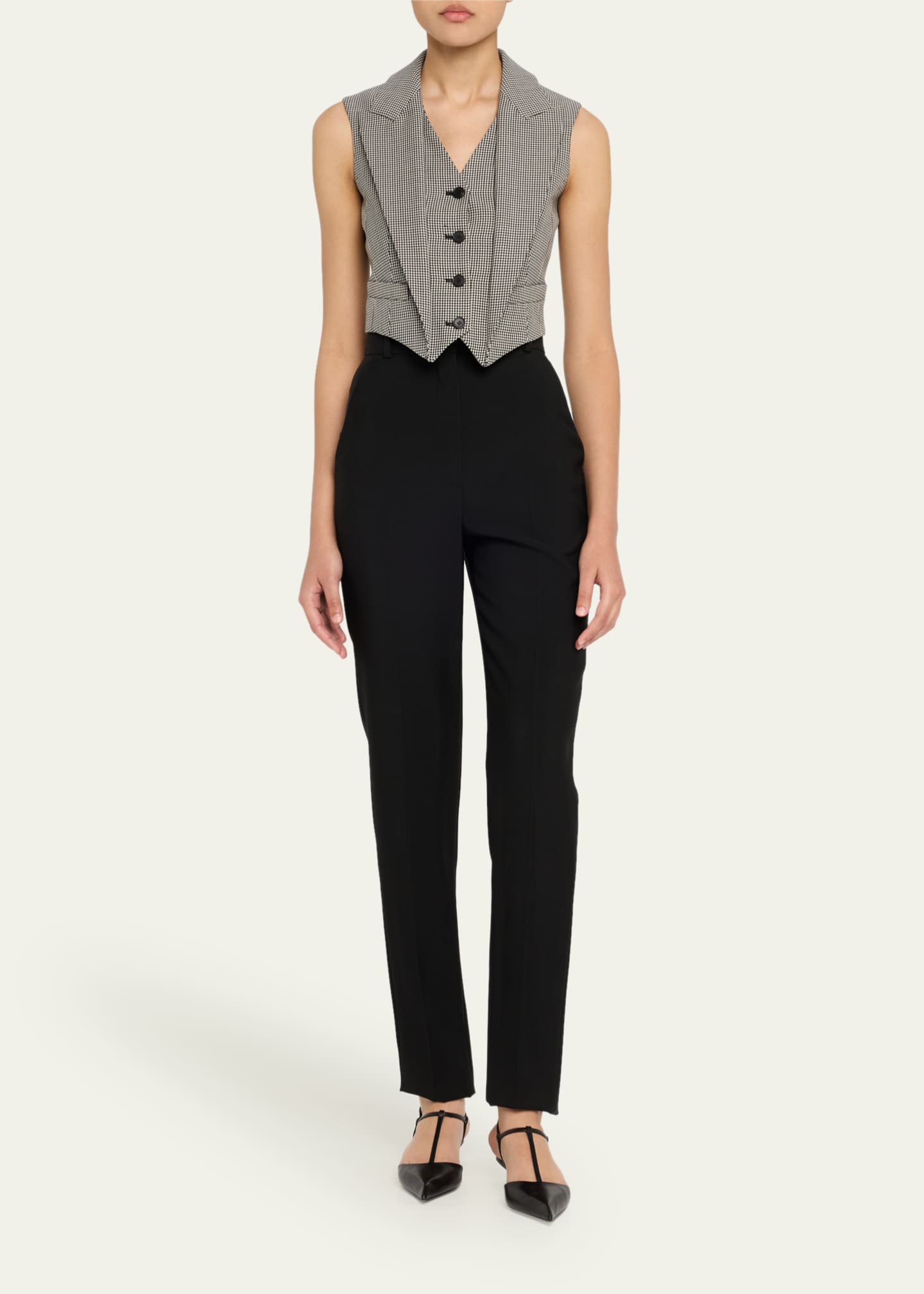 McQueen Upturned Lapel Single-Breasted Houndstooth Vest Image 2 of 5