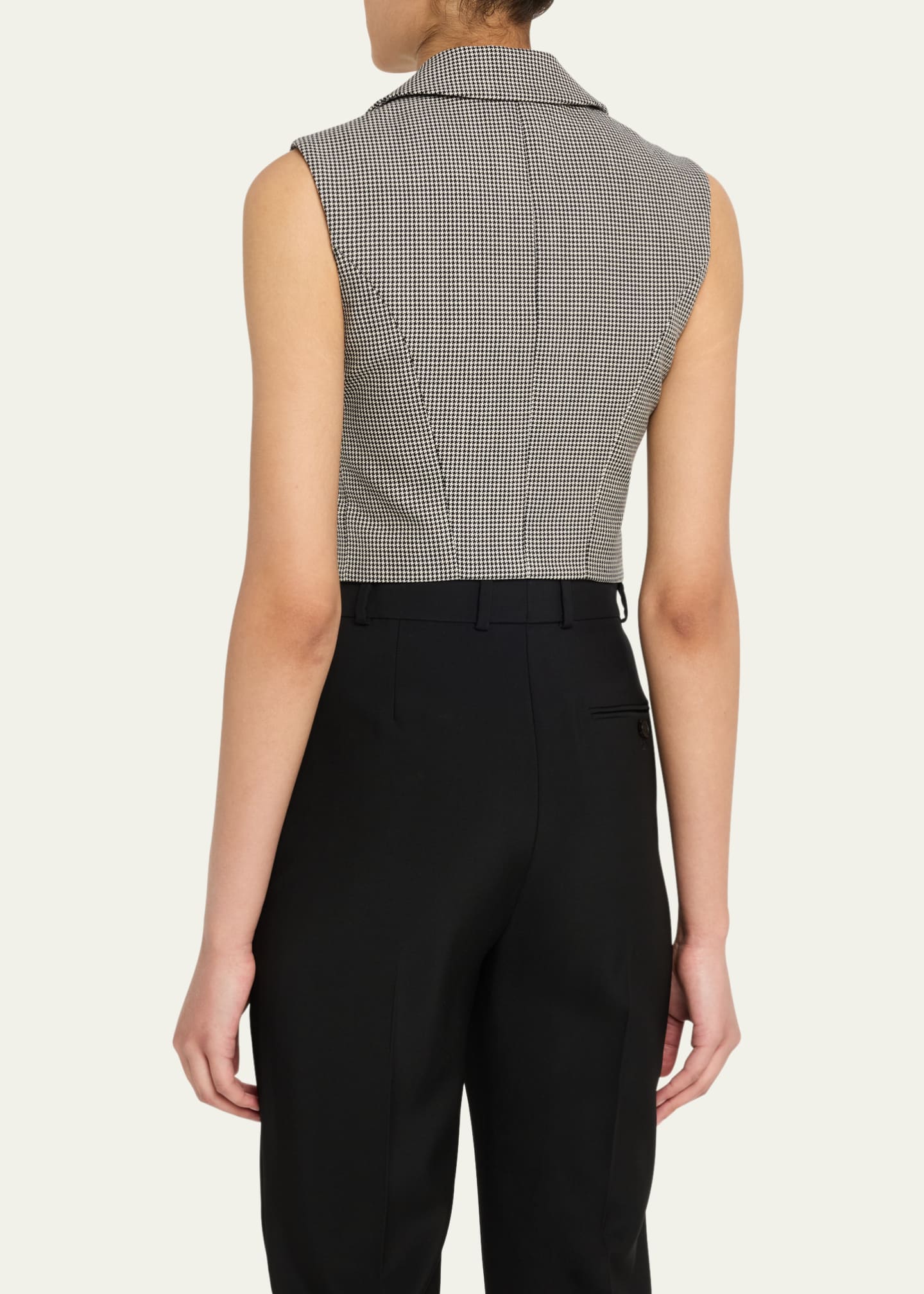 McQueen Upturned Lapel Single-Breasted Houndstooth Vest Image 3 of 5