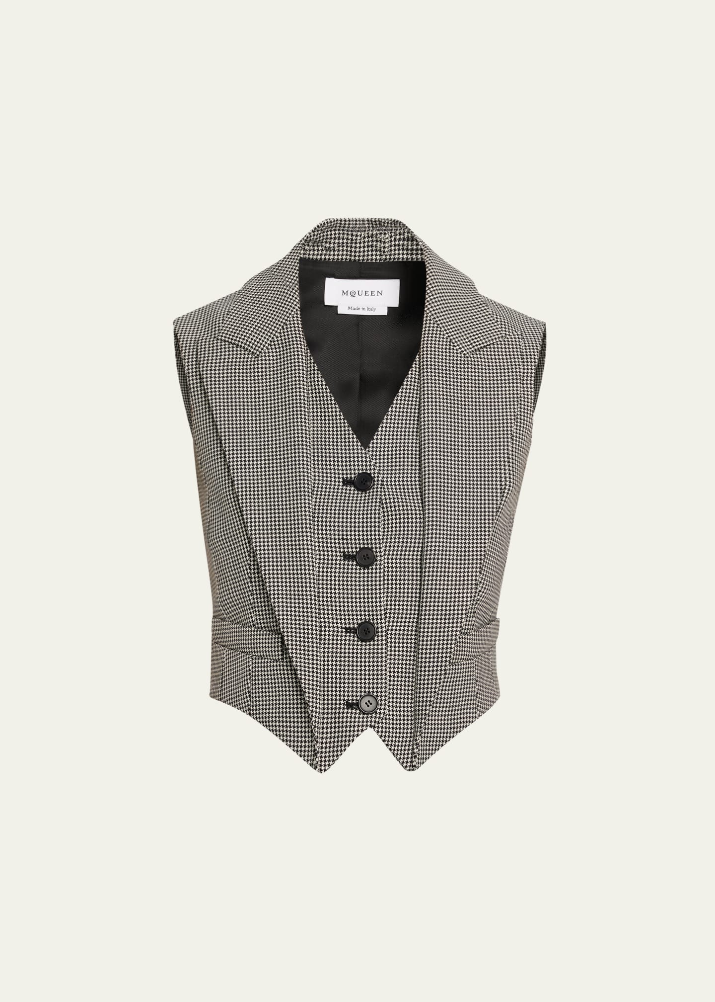 McQueen Upturned Lapel Single-Breasted Houndstooth Vest Image 1 of 5