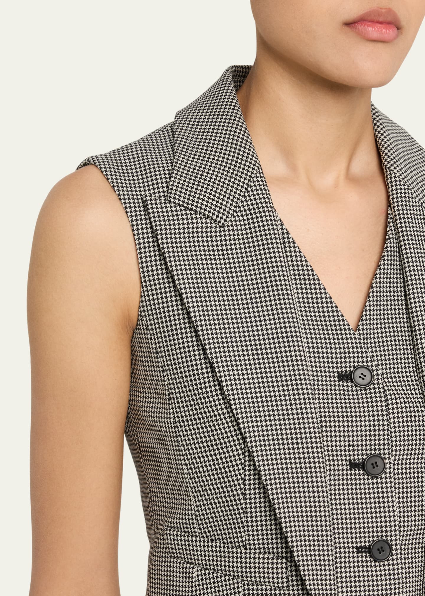 McQueen Upturned Lapel Single-Breasted Houndstooth Vest Image 5 of 5