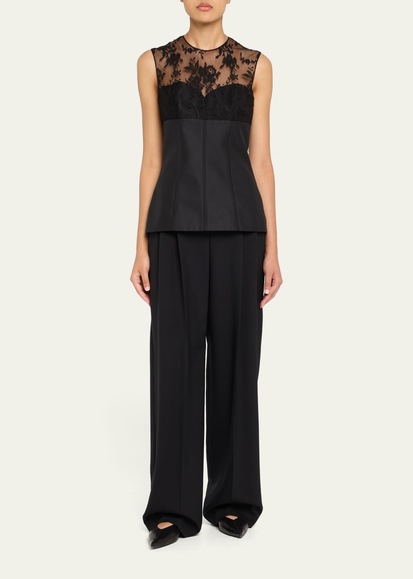 McQueen Lace-Detail Peplum Corset Top Image 2 of 5