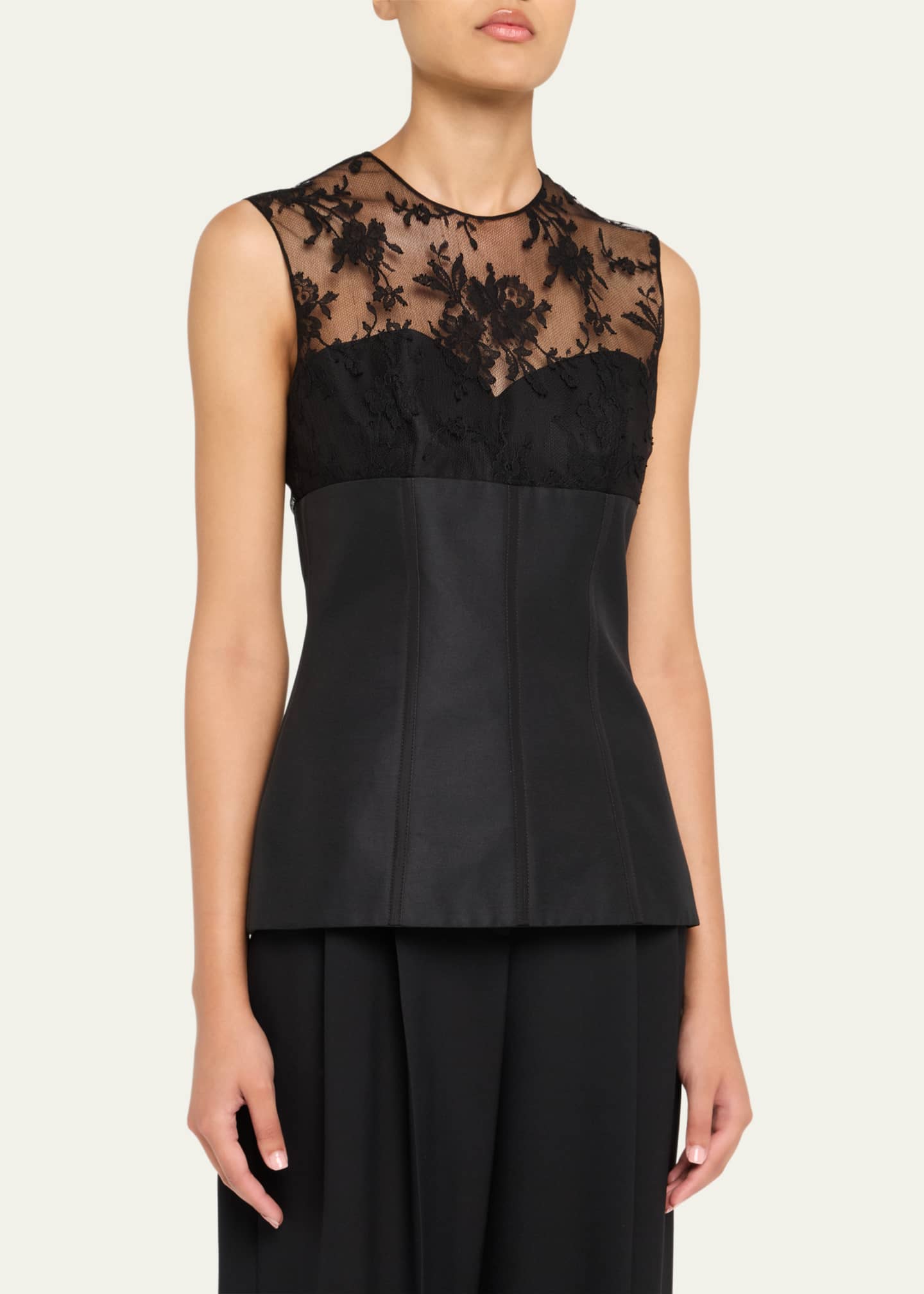 McQueen Lace-Detail Peplum Corset Top Image 4 of 5