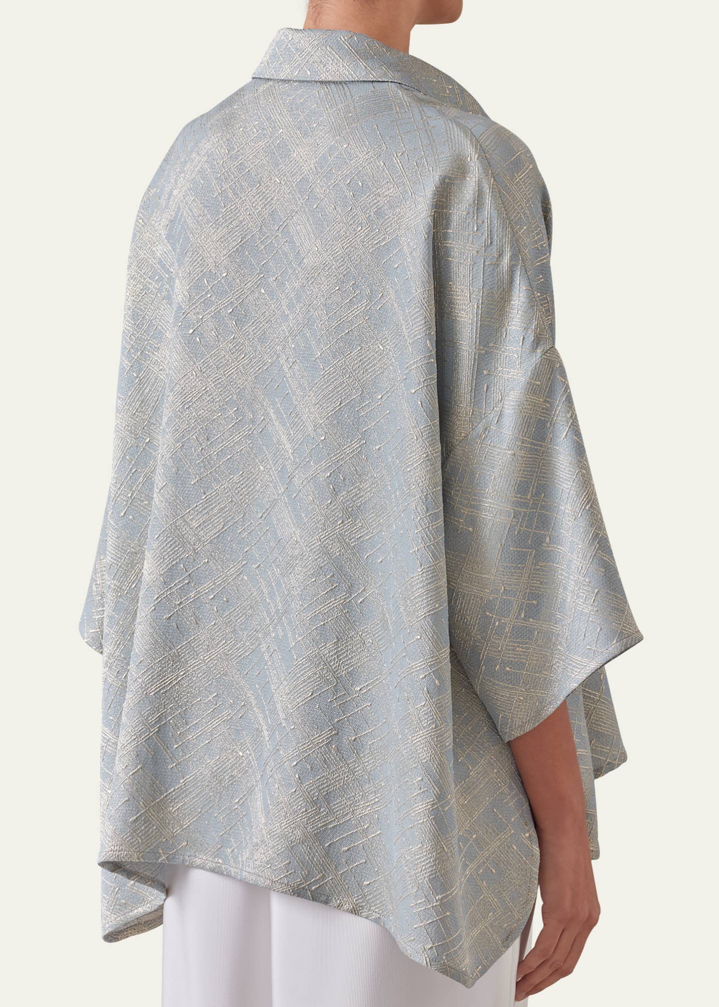 Eskandar Sloped Shoulder Wide A-Line Short Sleeve Shirt With Collar (Mid Length) Image 5 of 5