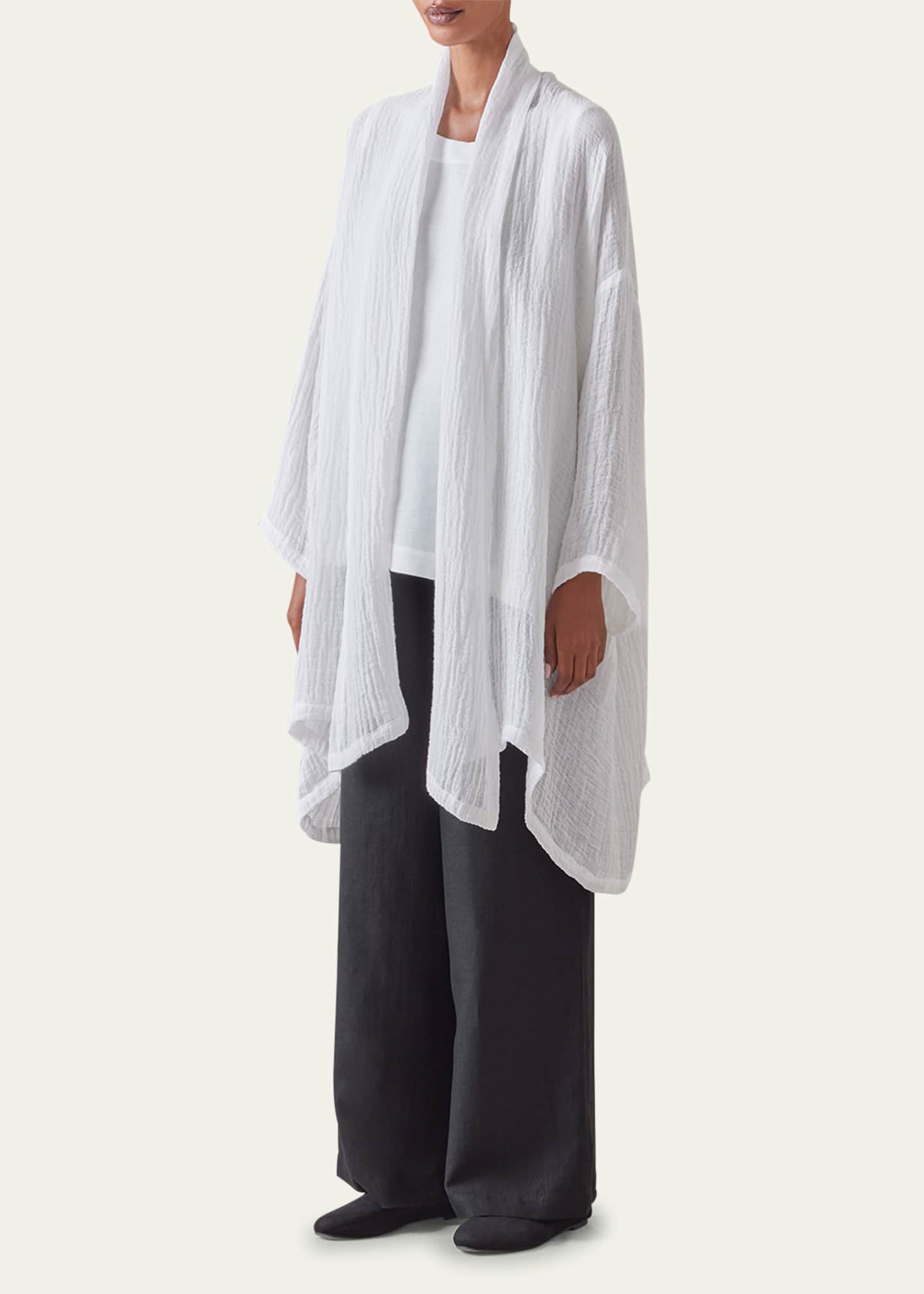 Eskandar Wide A-Line Scrunch Shawl Collar Jacket (Long Plus Length) Image 2 of 5