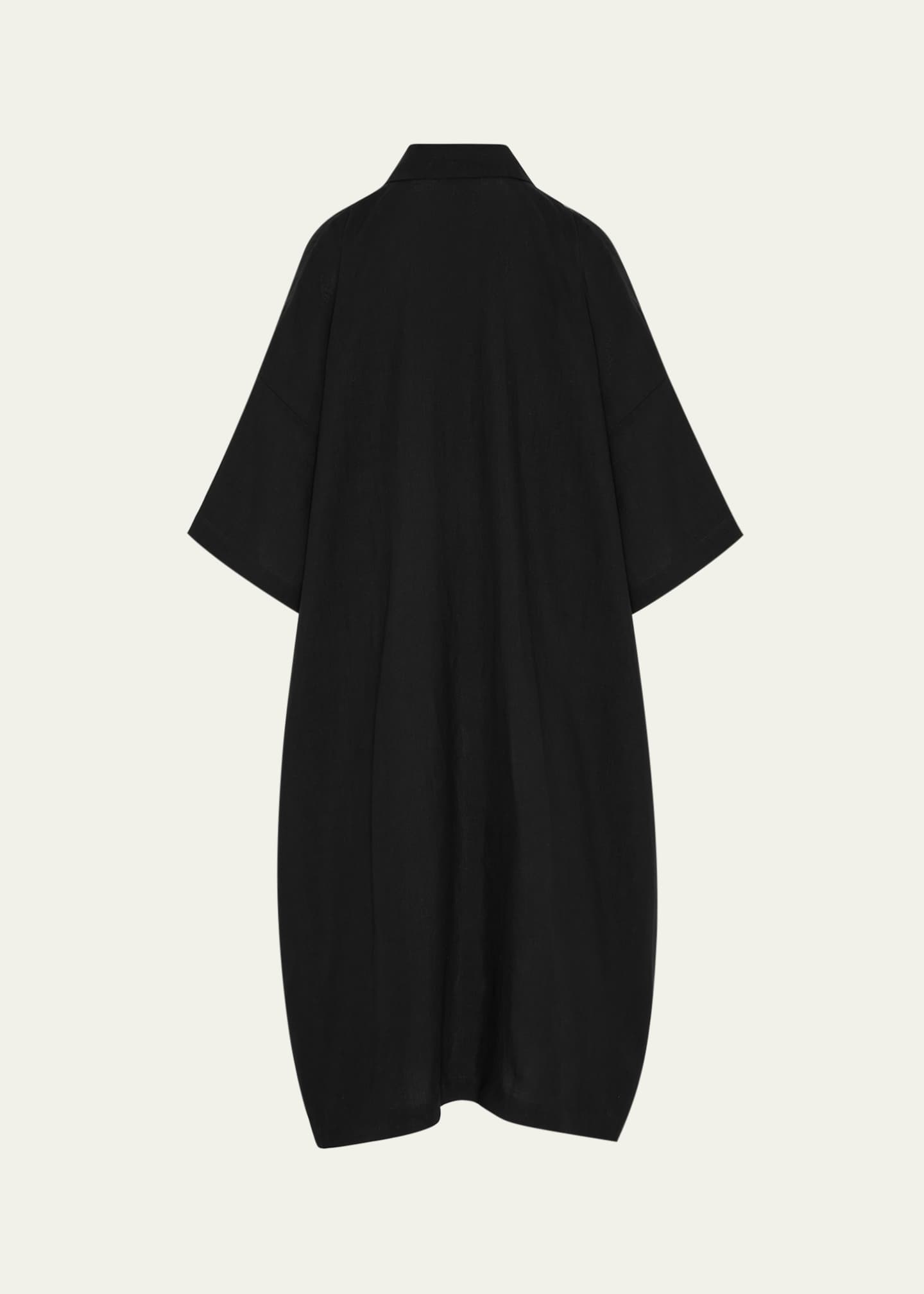 Eskandar Angle-To-Front Side Seam Short Sleeve Dress with Collar Image 1 of 4