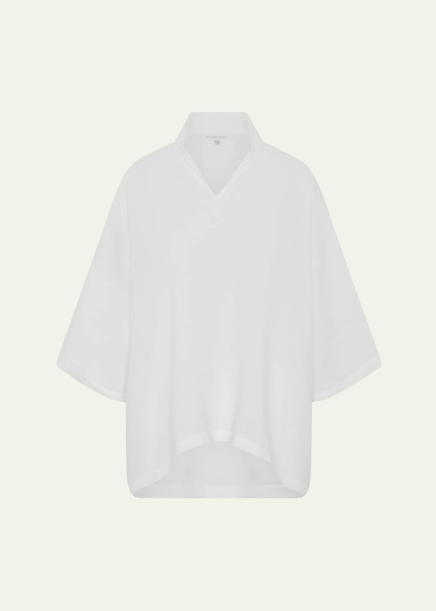 Eskandar A-line Short Sleeve Tunic with Double Stand Collar (Mid Length) Image 1 of 5