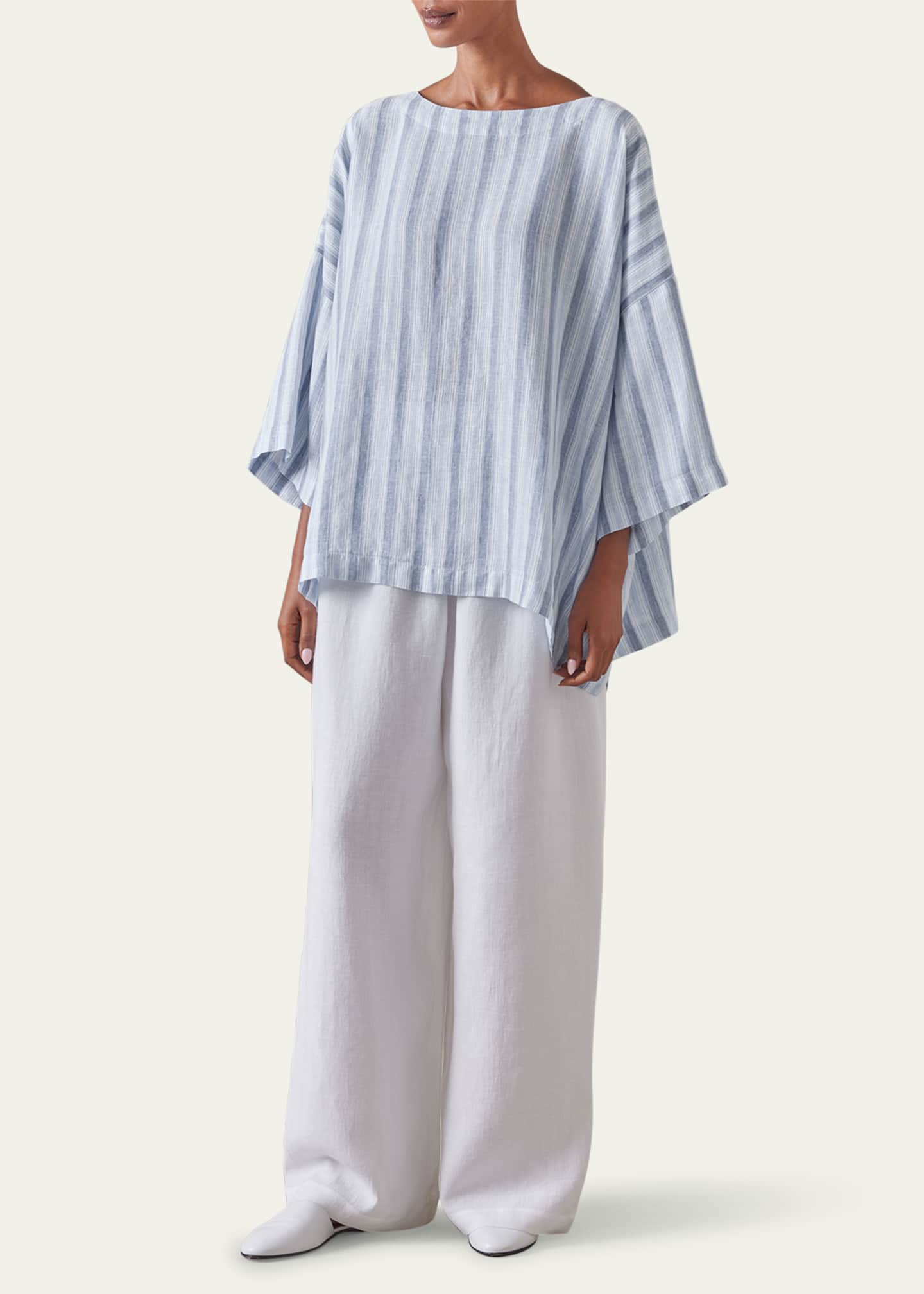 Eskandar Three-Quarter Sleeve Scoop Neck Tunic (Mid Plus Length) Image 2 of 5
