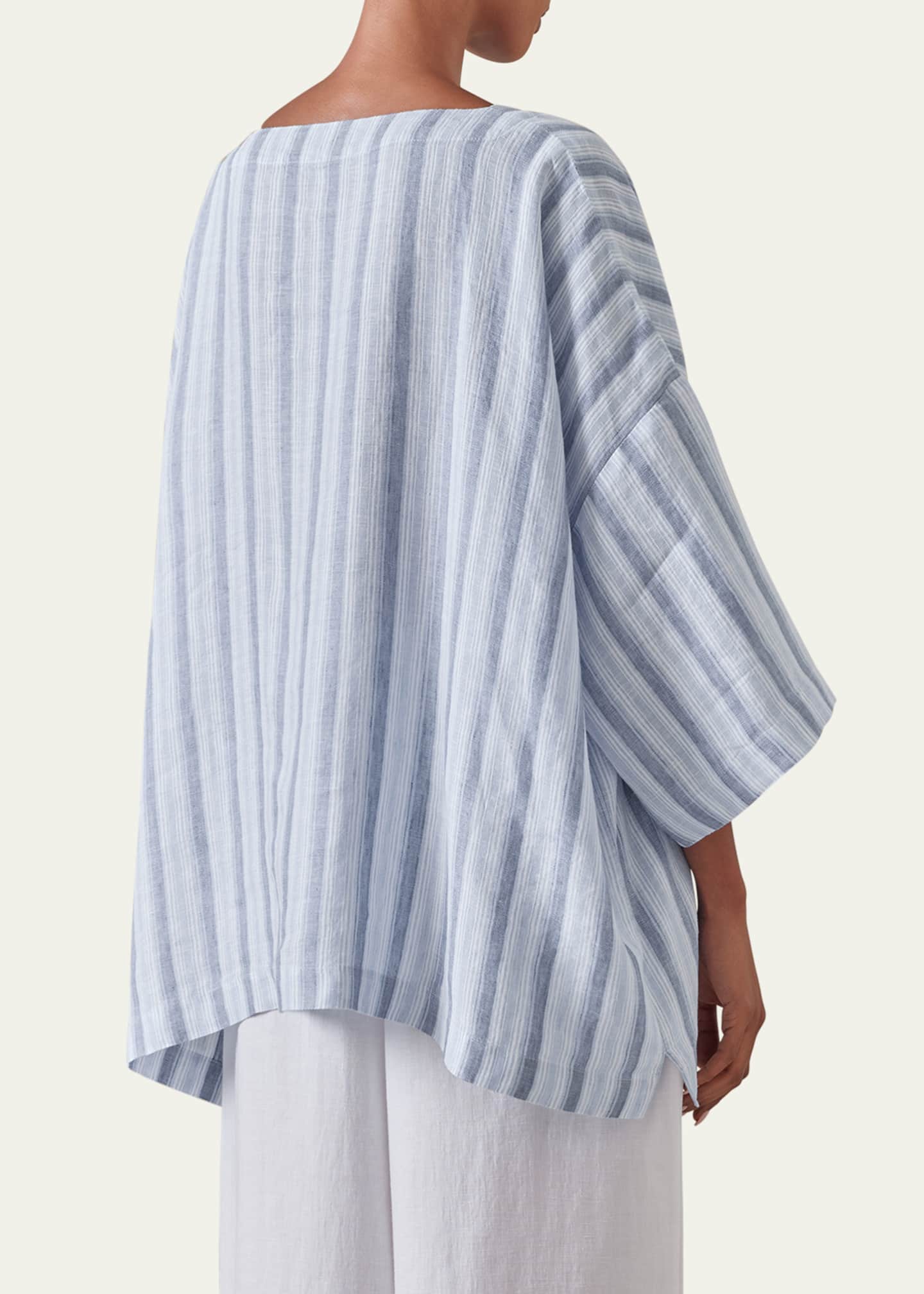 Eskandar Three-Quarter Sleeve Scoop Neck Tunic (Mid Plus Length) Image 3 of 5