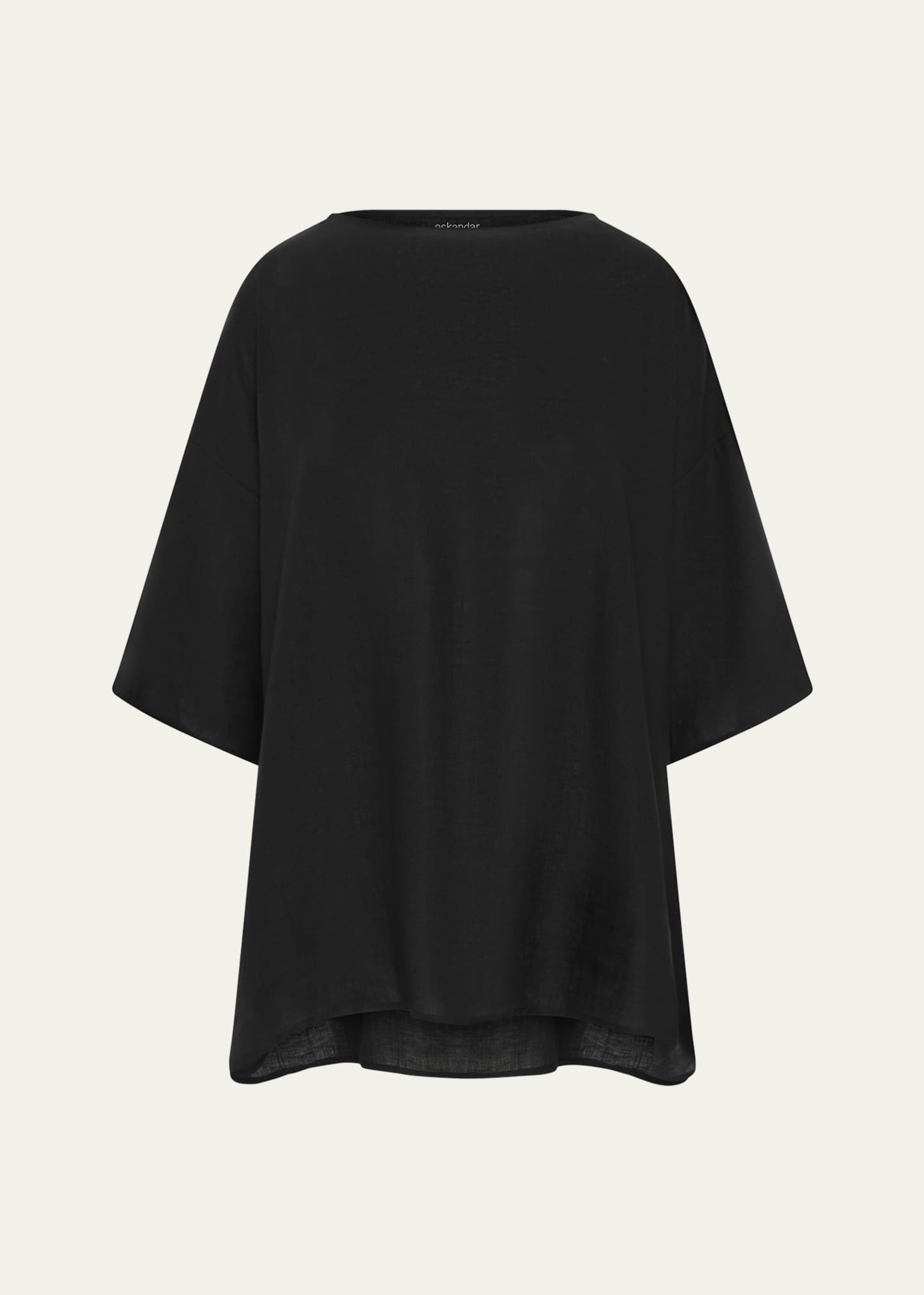 Eskandar Sloped Shoulder Wide A-Line Scoop Neck Top (Long Length) Image 1 of 4