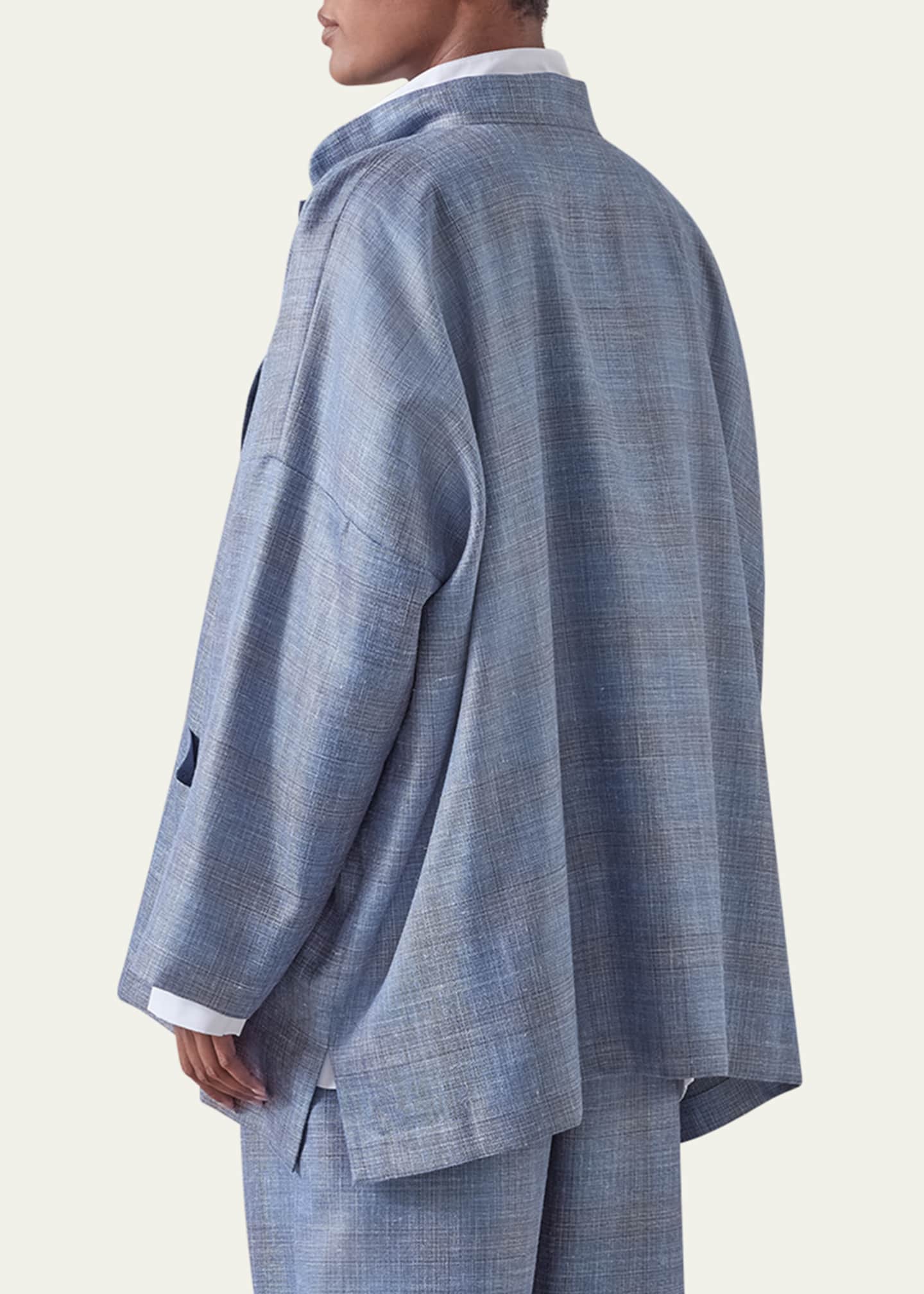Eskandar Wide Mandarin Jacket (Long Length) Image 3 of 3