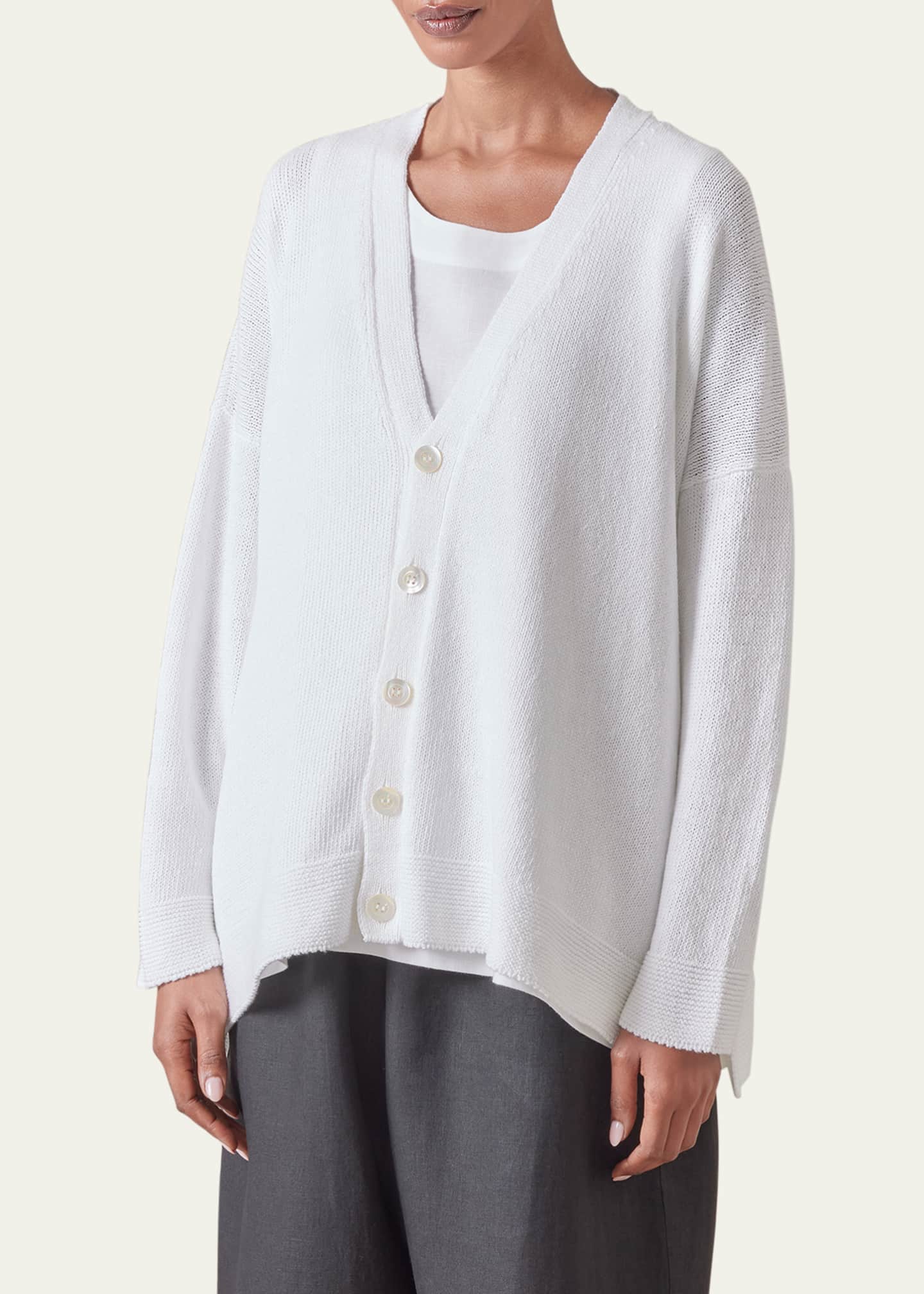 Eskandar V-Neck Cardigan (Mid Length) Image 2 of 5