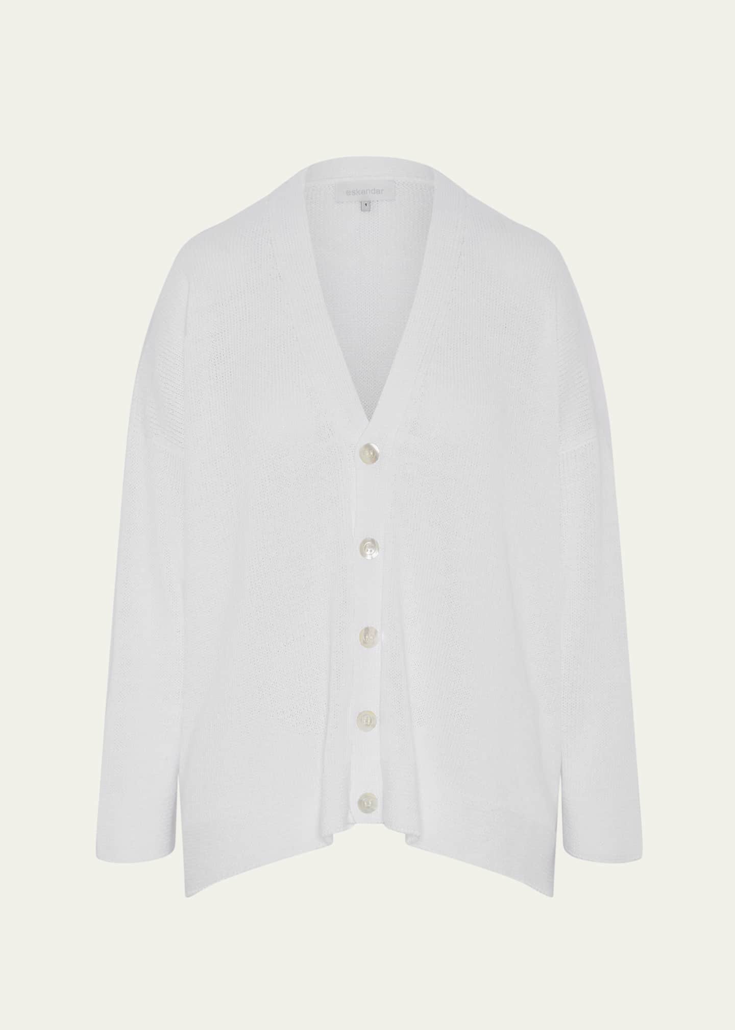 Eskandar V-Neck Cardigan (Mid Length) Image 1 of 5