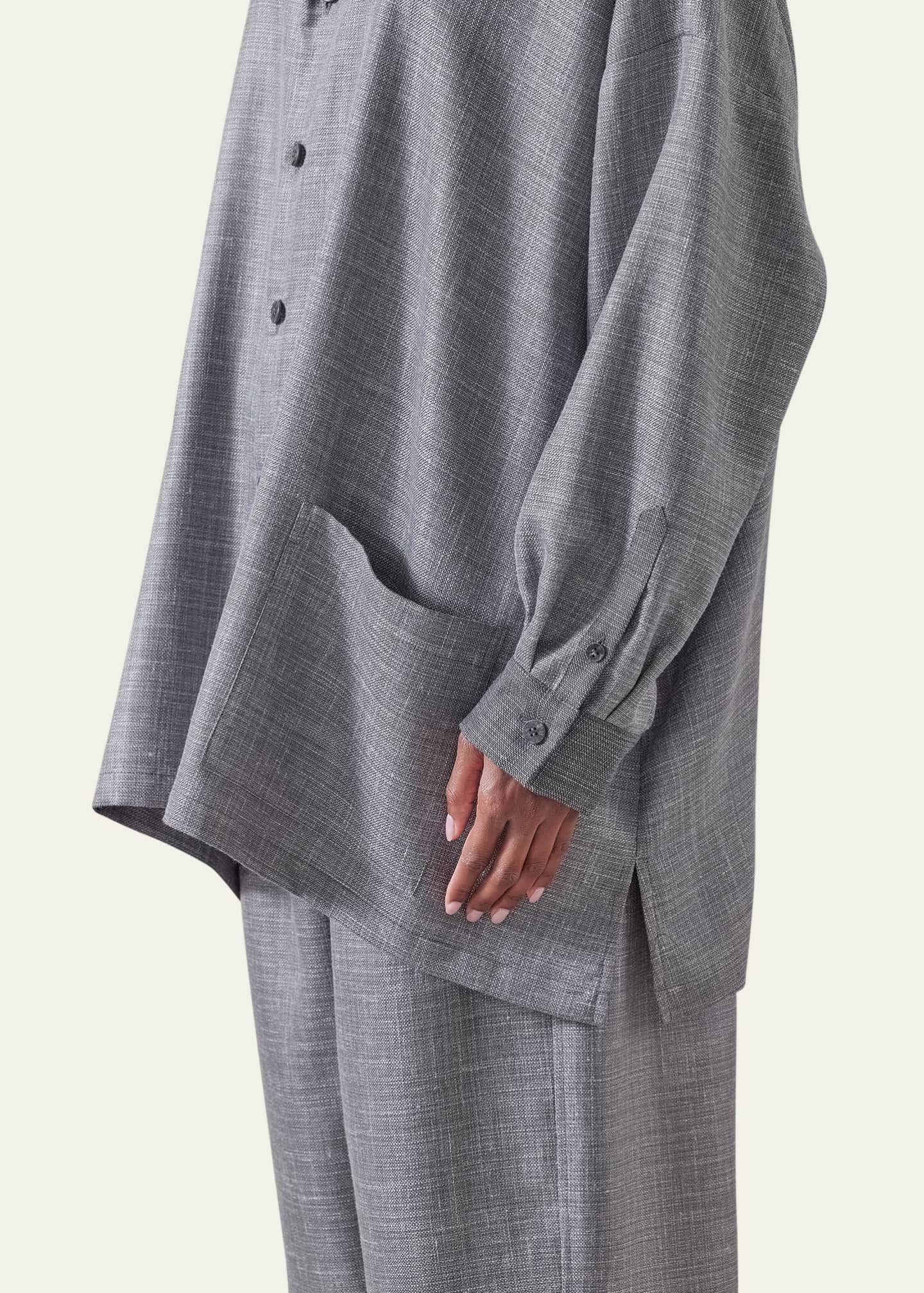 Eskandar Wide A-Line Shirt Jacket with Collar (Long Length) Image 5 of 5