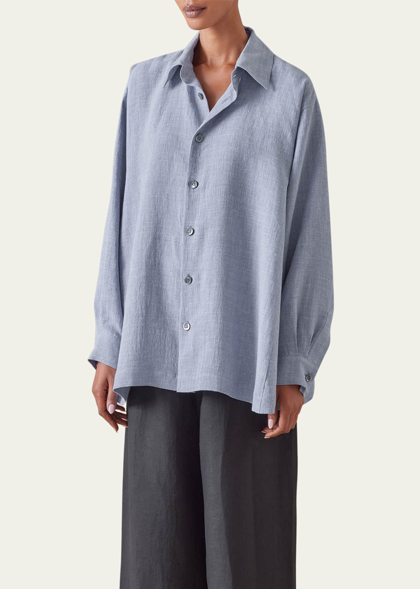Eskandar Caucasus Collar Shirt (Long Length) - Bergdorf Goodman