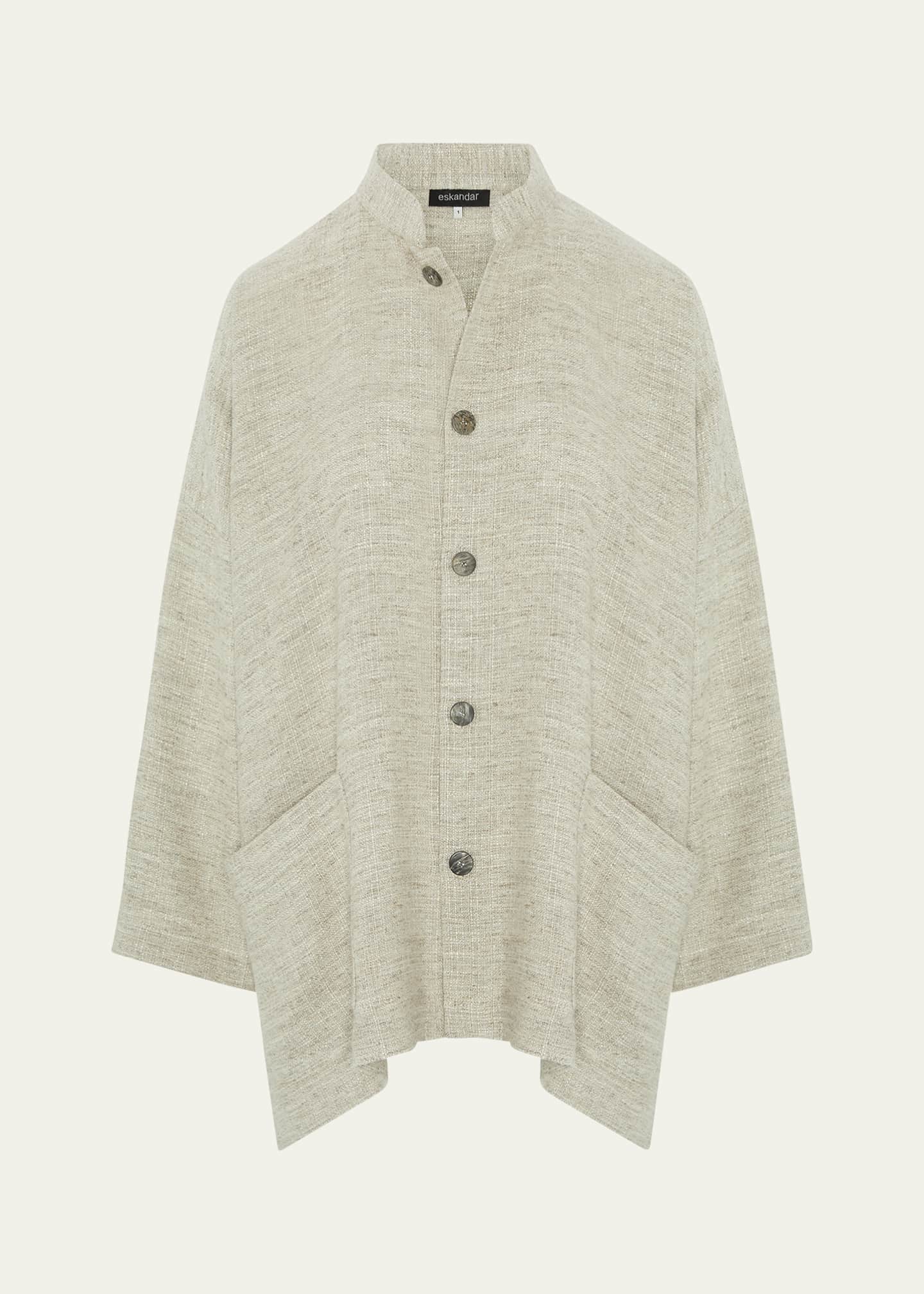 Eskandar Wide Mandarin Jacket (Long Length) Image 1 of 4