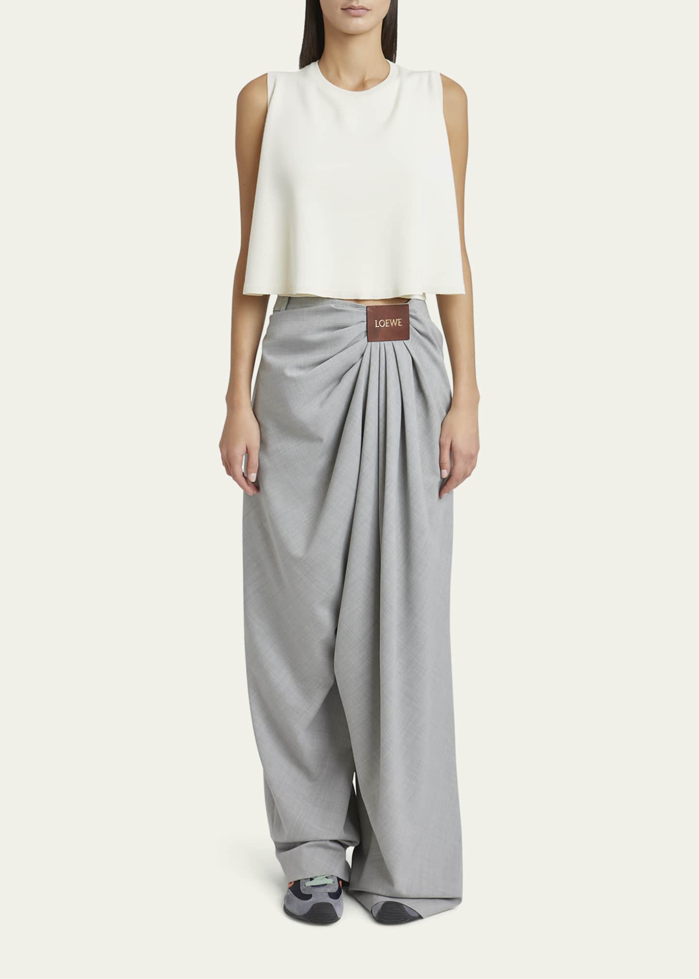 Loewe Draped Loose Wool-Blend Trousers Image 2 of 5