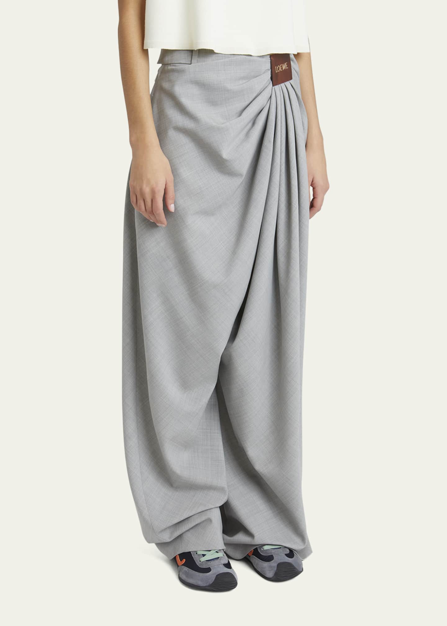 Loewe Draped Loose Wool-Blend Trousers Image 4 of 5