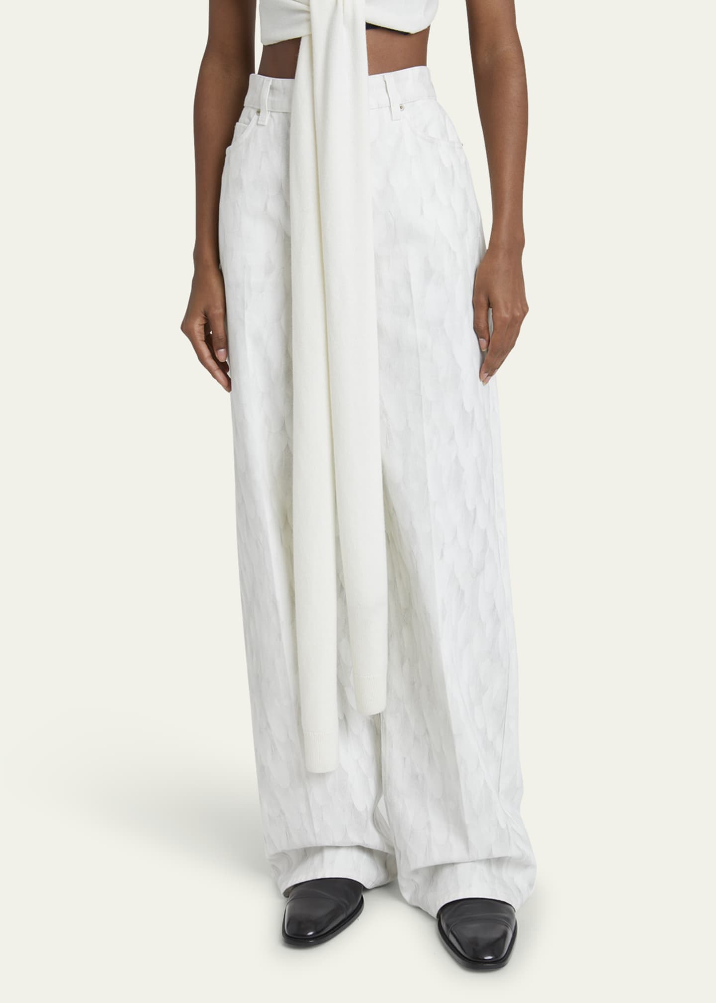 Loewe Feather Printed Denim Pants Image 4 of 5