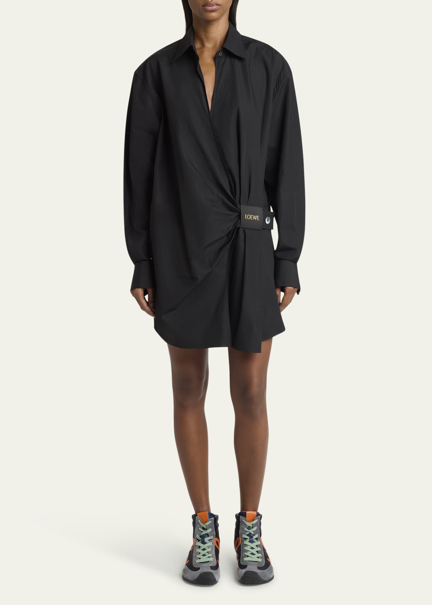 Loewe Draped Poplin Mini Shirtdress Image 2 of 5
