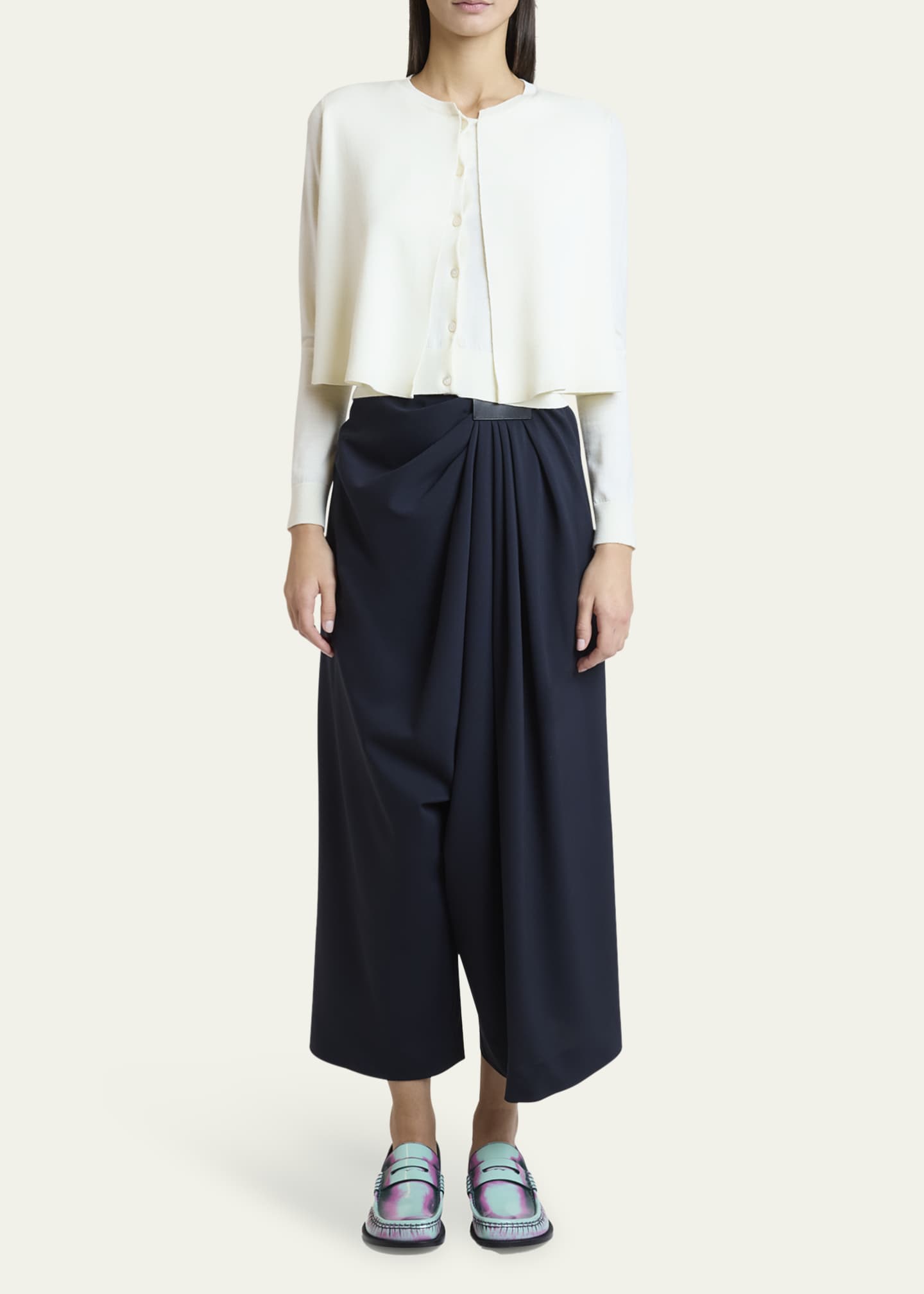 Loewe Layered Cropped Wool Cardigan Image 2 of 5
