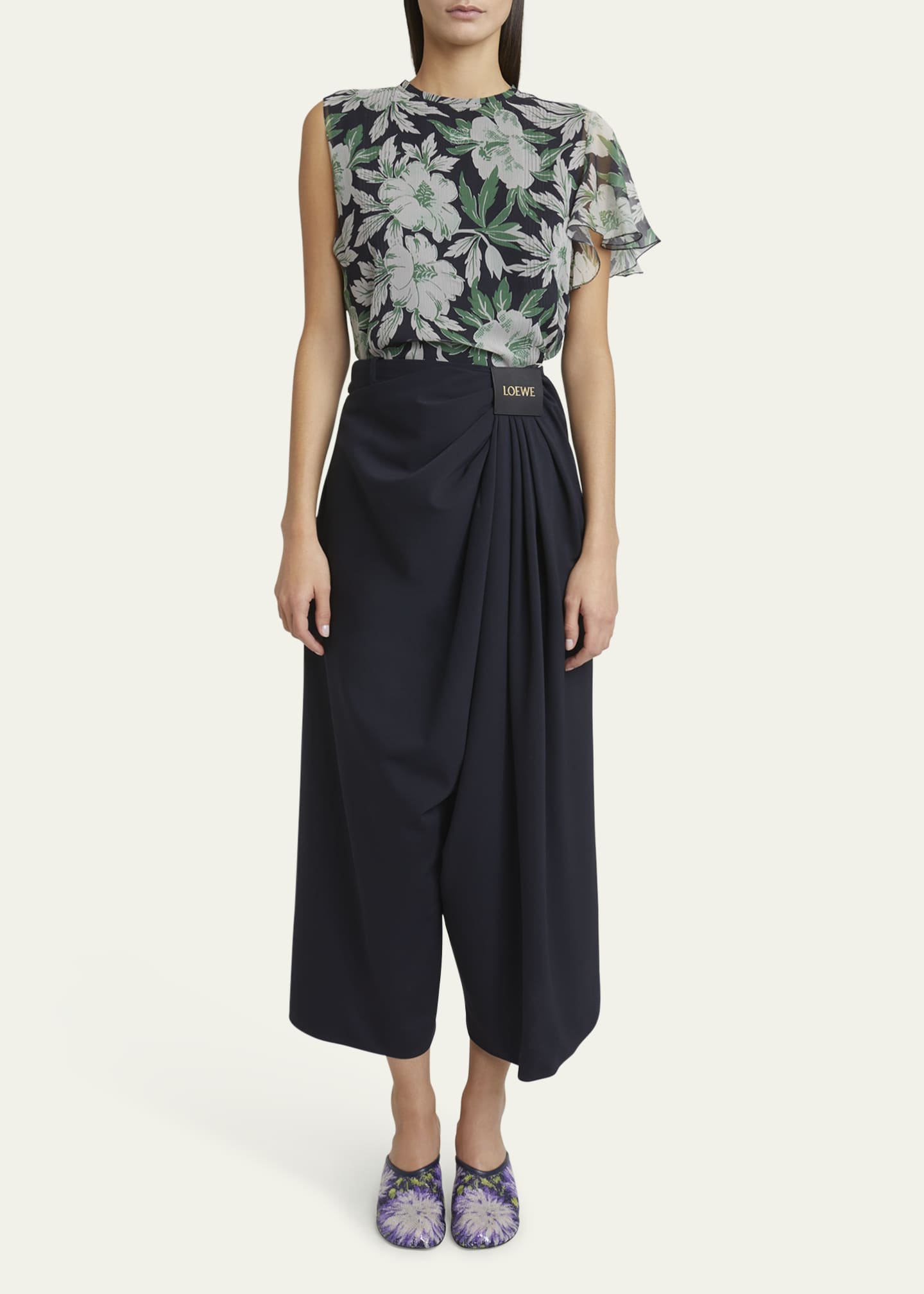 Loewe Cropped Draped Wool Trousers Image 2 of 5