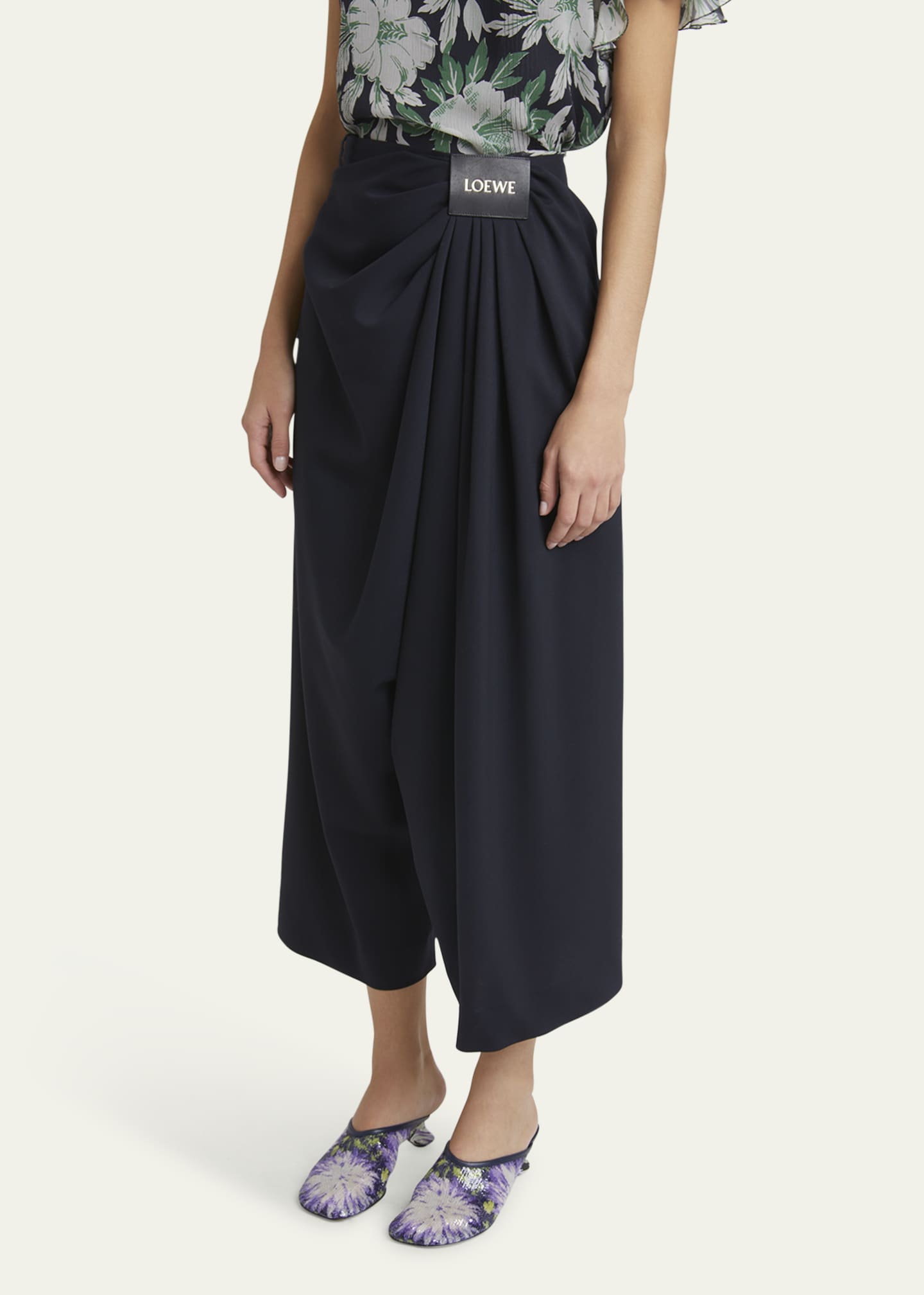 Loewe Cropped Draped Wool Trousers Image 4 of 5