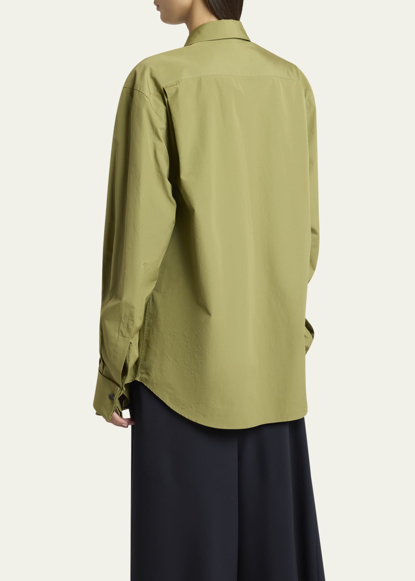 Loewe Draped Poplin Leather Patch Blouse Image 3 of 5
