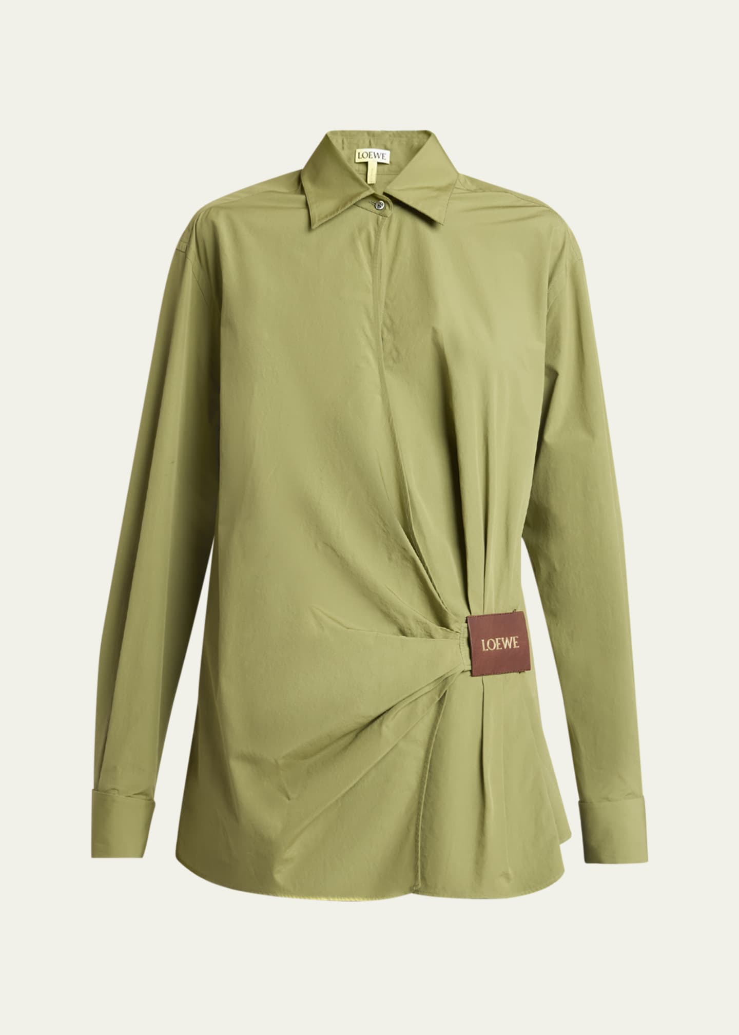 Loewe Draped Poplin Leather Patch Blouse Image 1 of 5