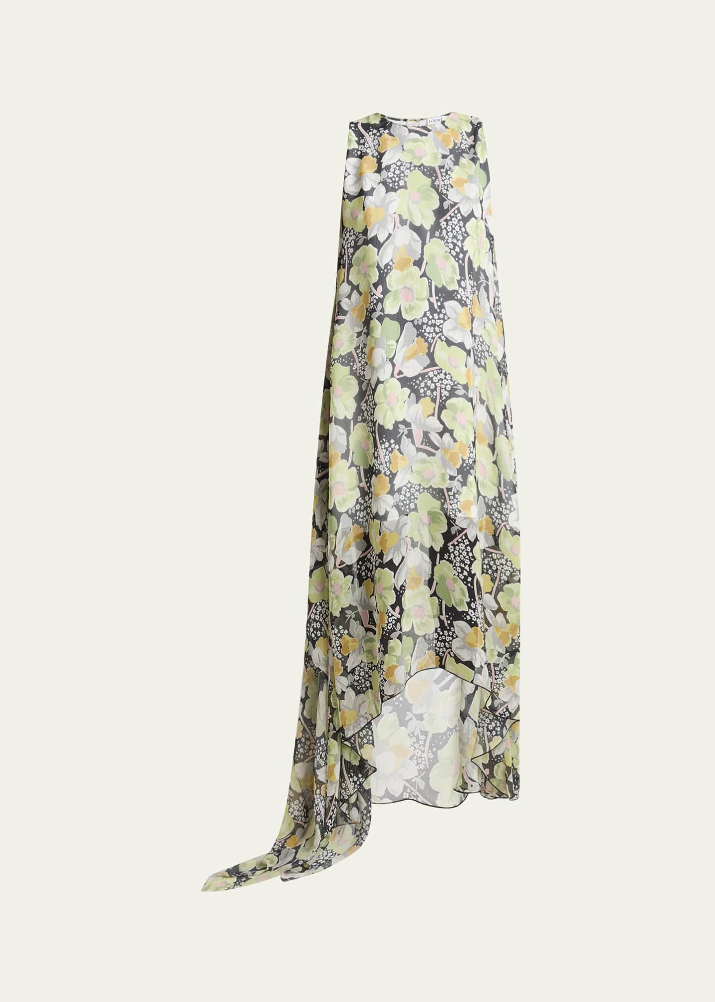 Loewe Floral Print Hoop Skirt Maxi Chiffon Silk Dress Image 1 of 5