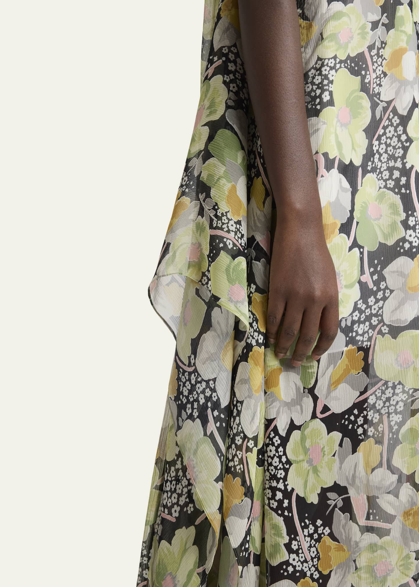 Loewe Floral Print Hoop Skirt Maxi Chiffon Silk Dress Image 5 of 5