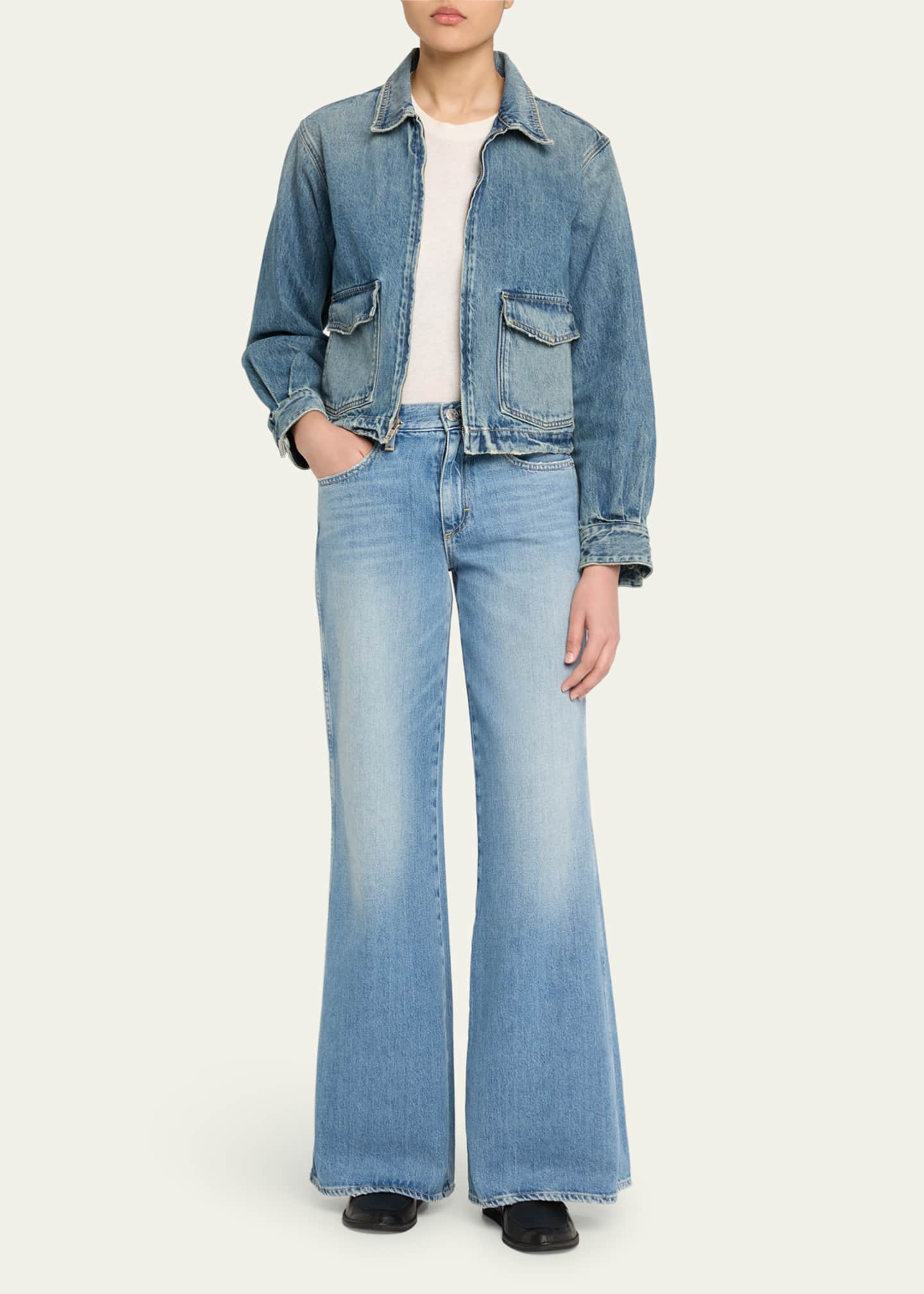 AMO デニムジャケット AMO Denim Sally Zip-Front Denim Jacket - Bergdorf Goodman