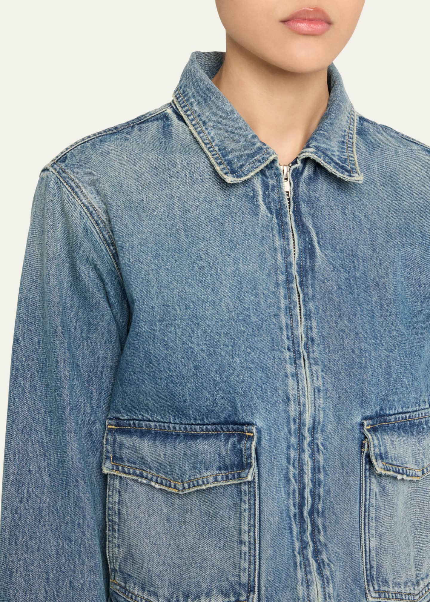 AMO デニムジャケット AMO Denim Sally Zip-Front Denim Jacket - Bergdorf Goodman