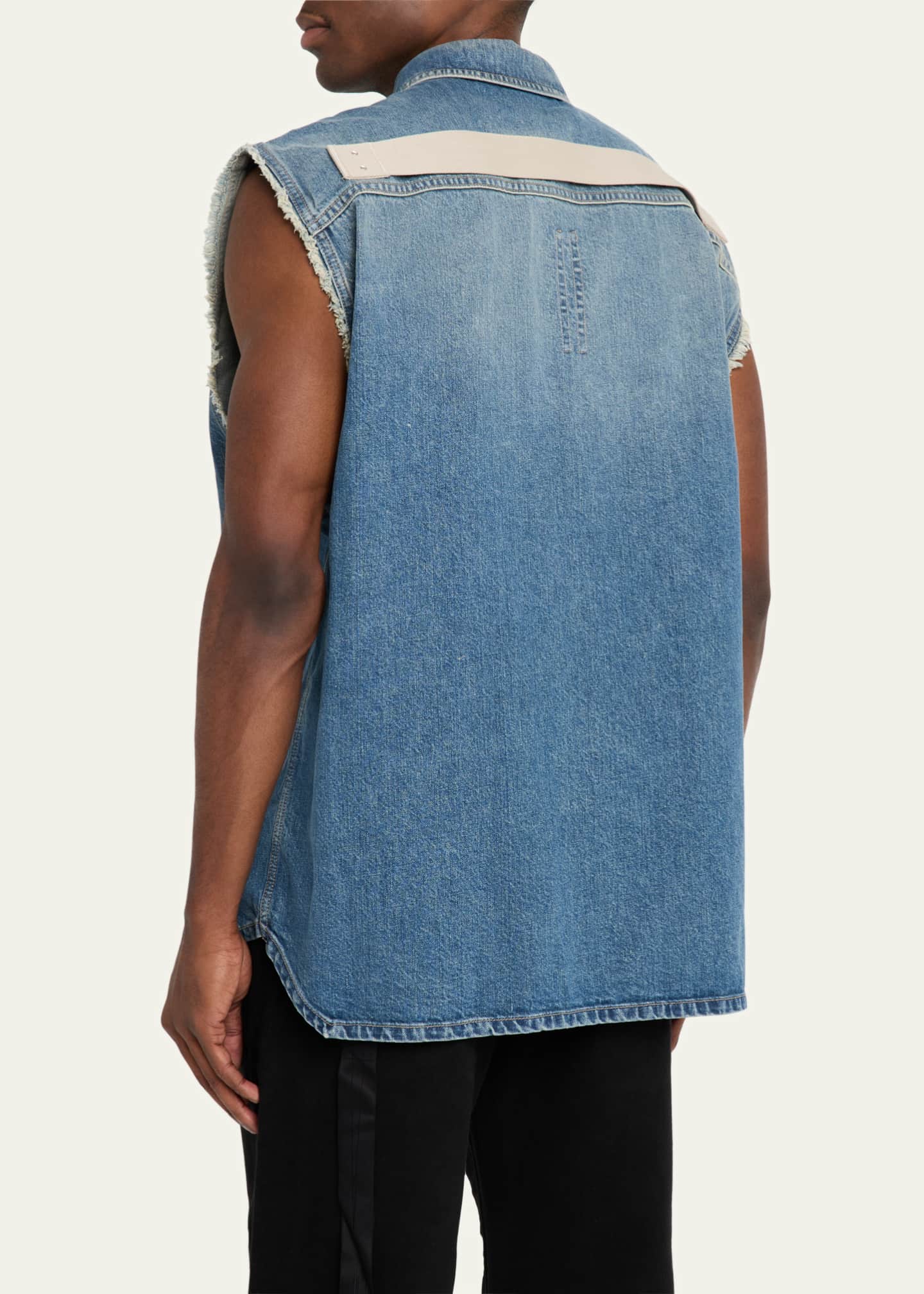 DRKSHDW RICK OWENS Men's Tommy Sleeveless Denim Shirt Image 3 of 5