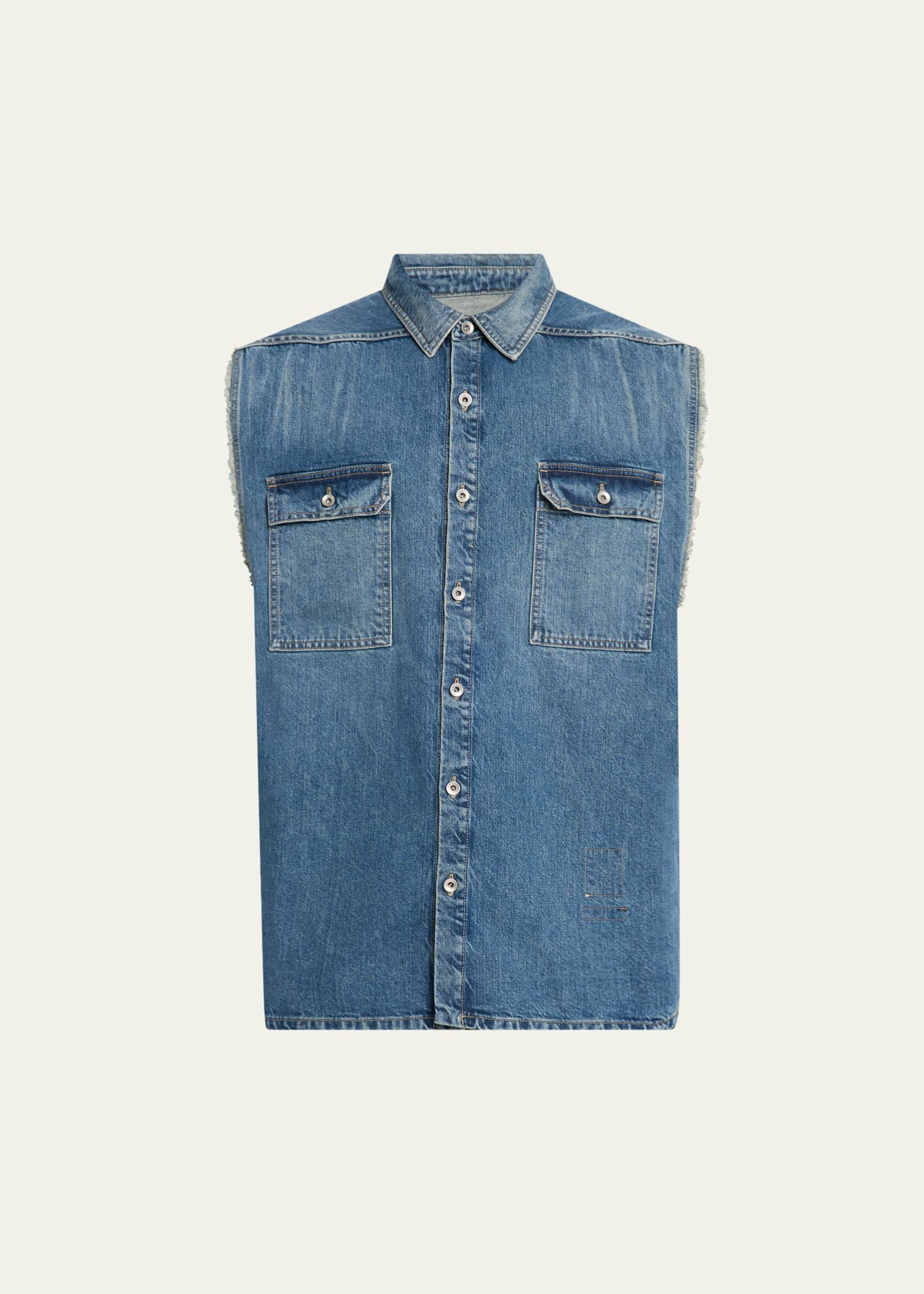 DRKSHDW RICK OWENS Men's Tommy Sleeveless Denim Shirt Image 1 of 5
